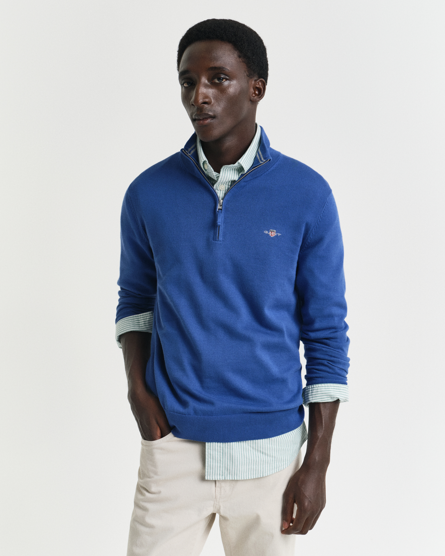 Gant Men's Blue Classic Cotton Half-Zip Sweater ) Xxxl