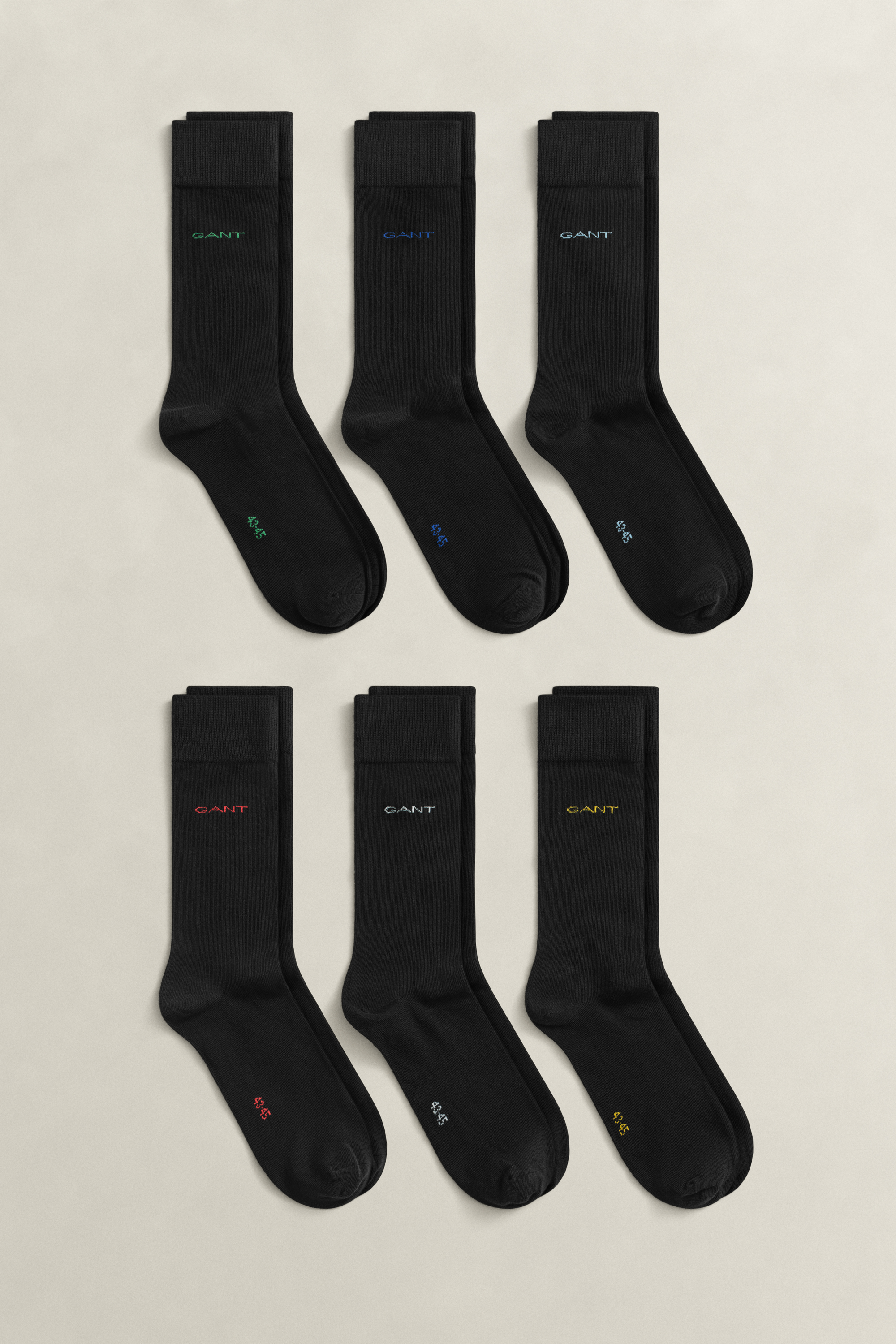 Gant Men's Black 6-Pack Soft Cotton Socks (40-42)