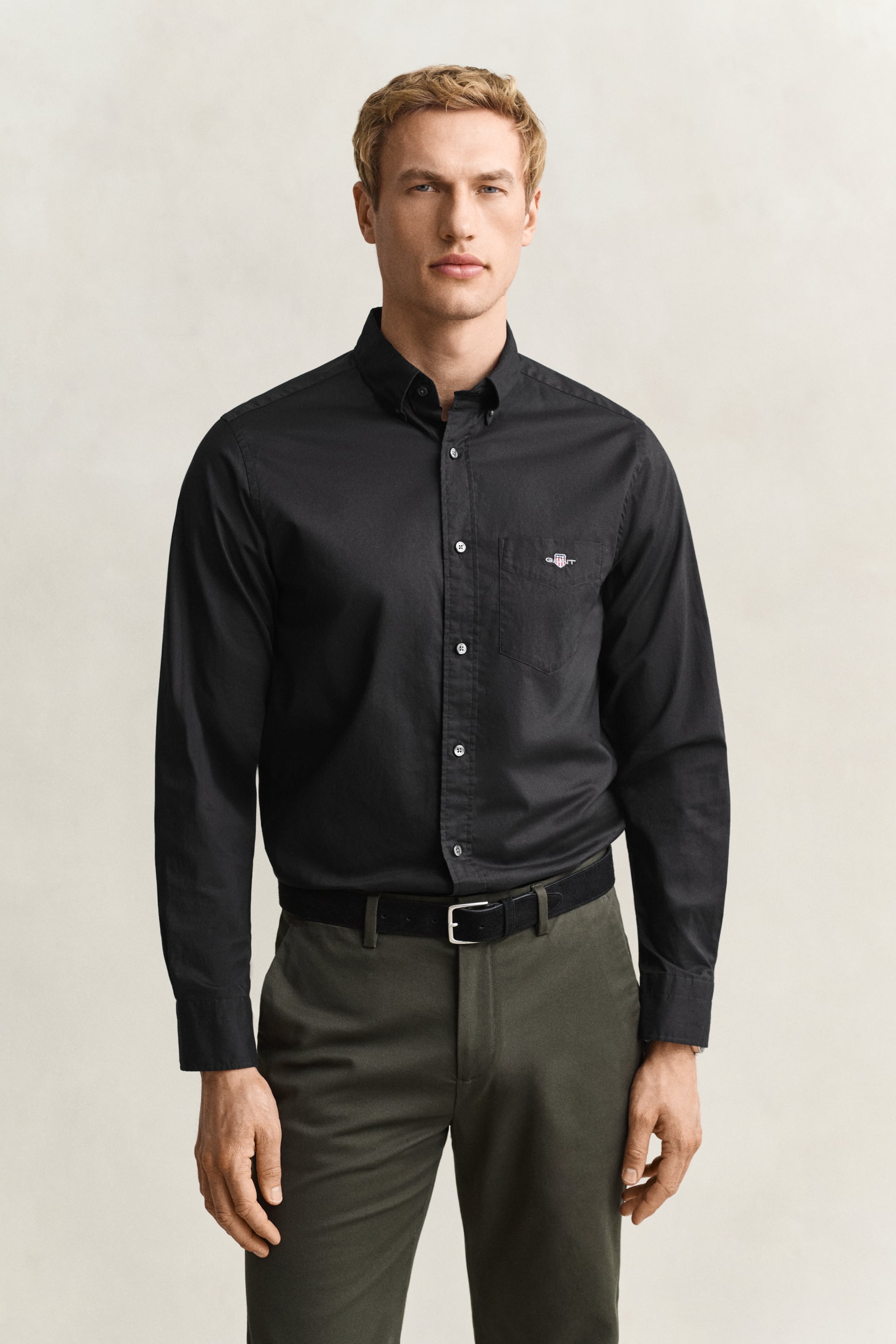 GANT Shield Poplin Long Sleeve Shirt, Black, Size 2Xl, Men - Image 4