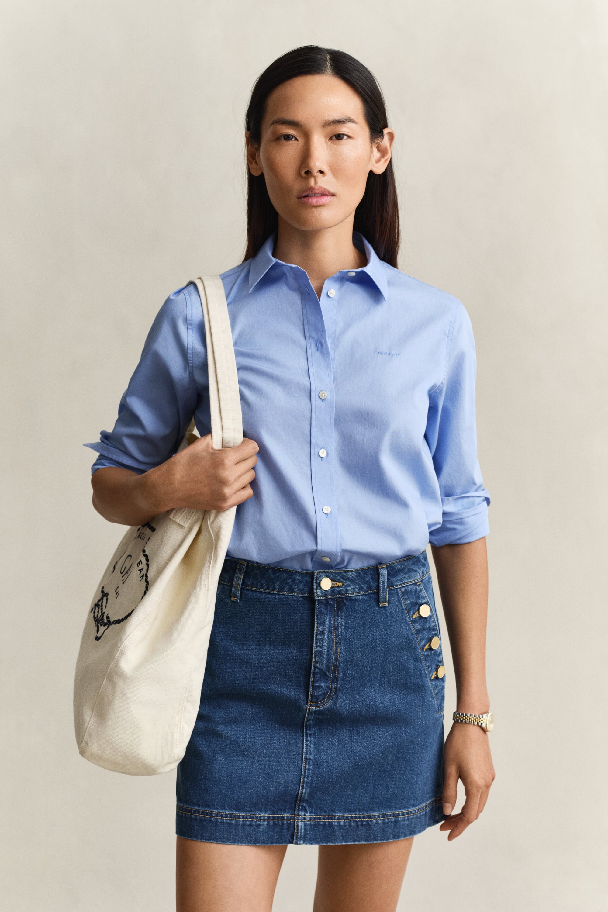 Gant Women's Hydrangea Blue Regular Fit Classic Poplin Shirt (44)