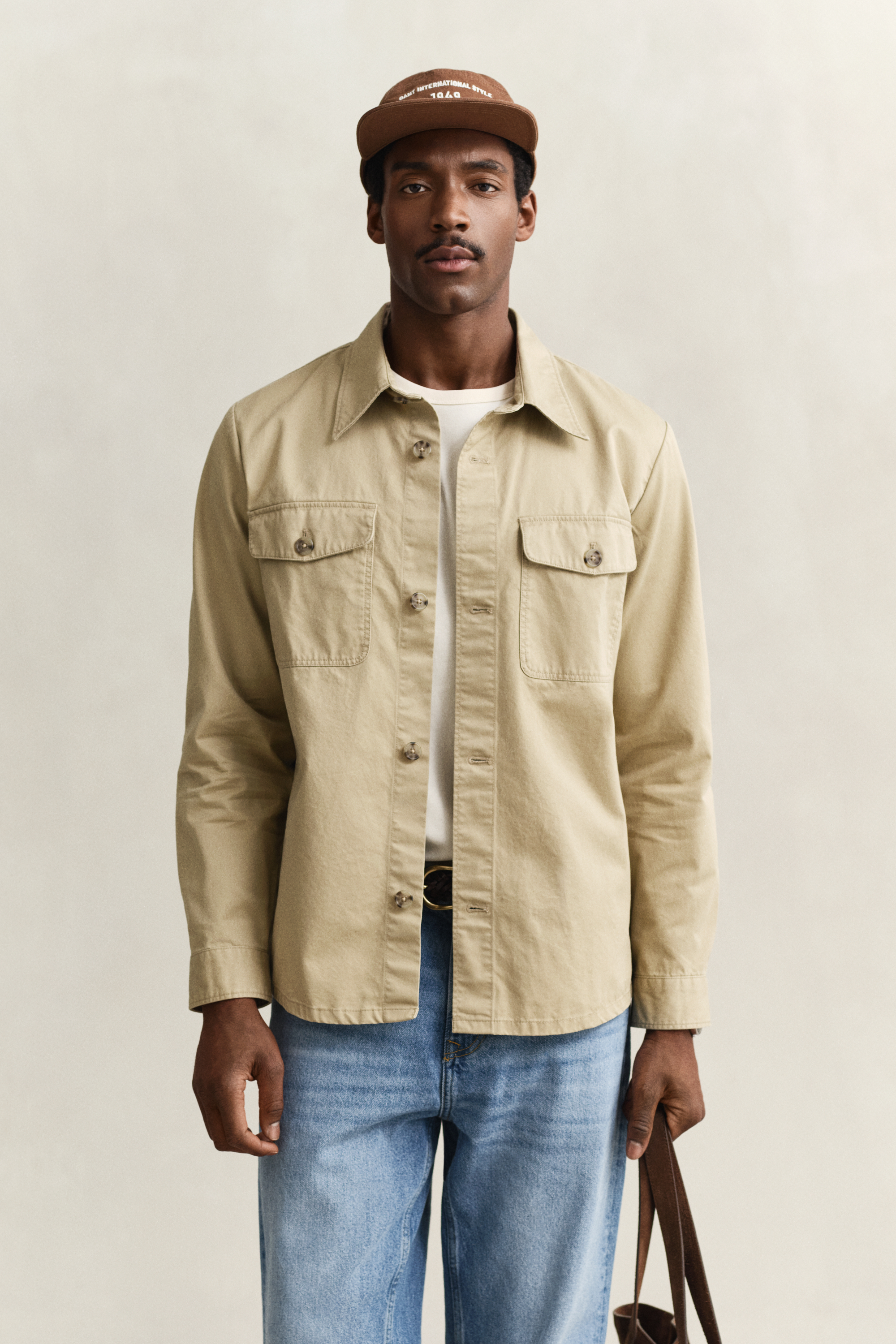 Gant Men's Beige Cotton Twill Overshirt (Xl) Woody