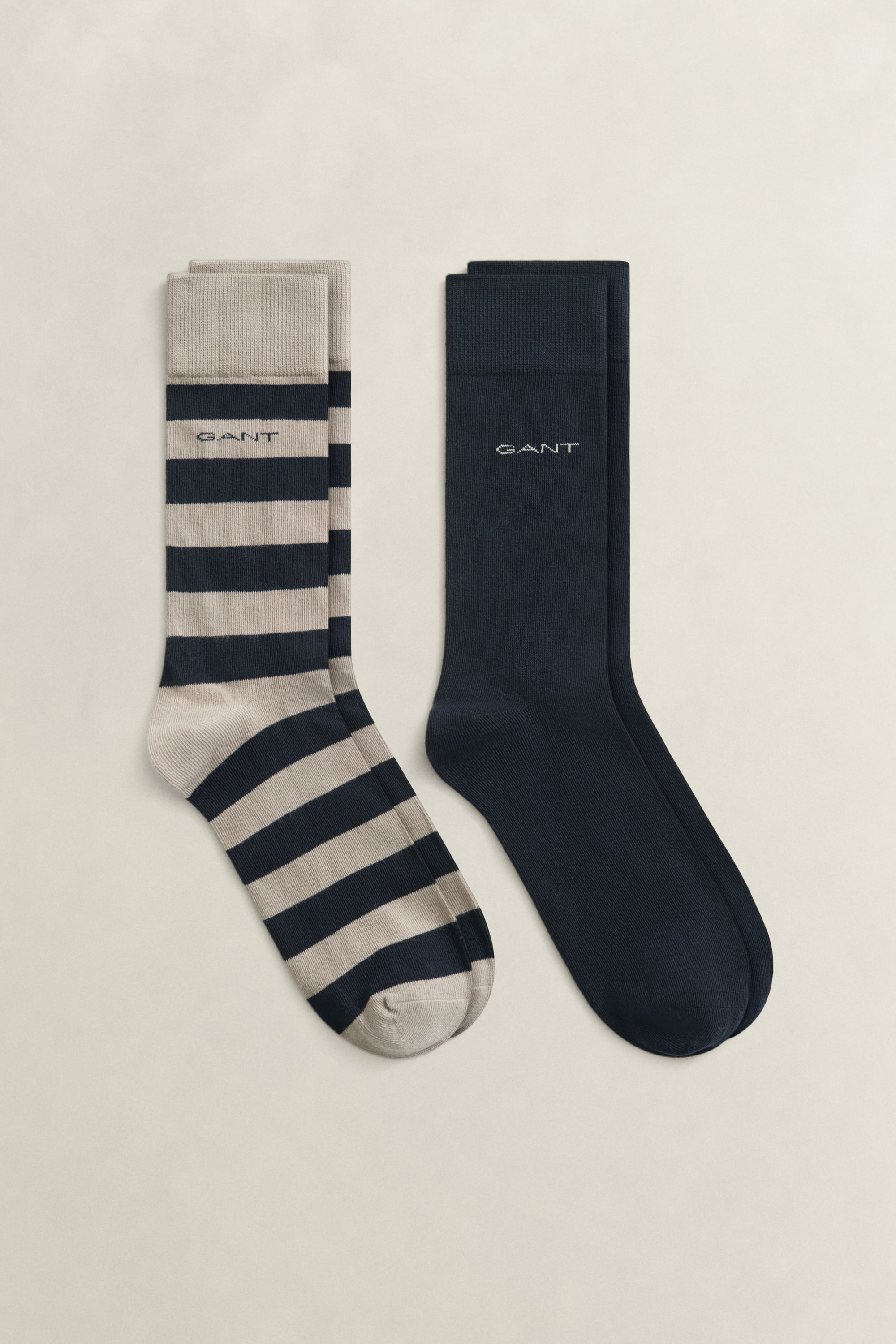 Gant 2-pack Barstripe & Solid Socks