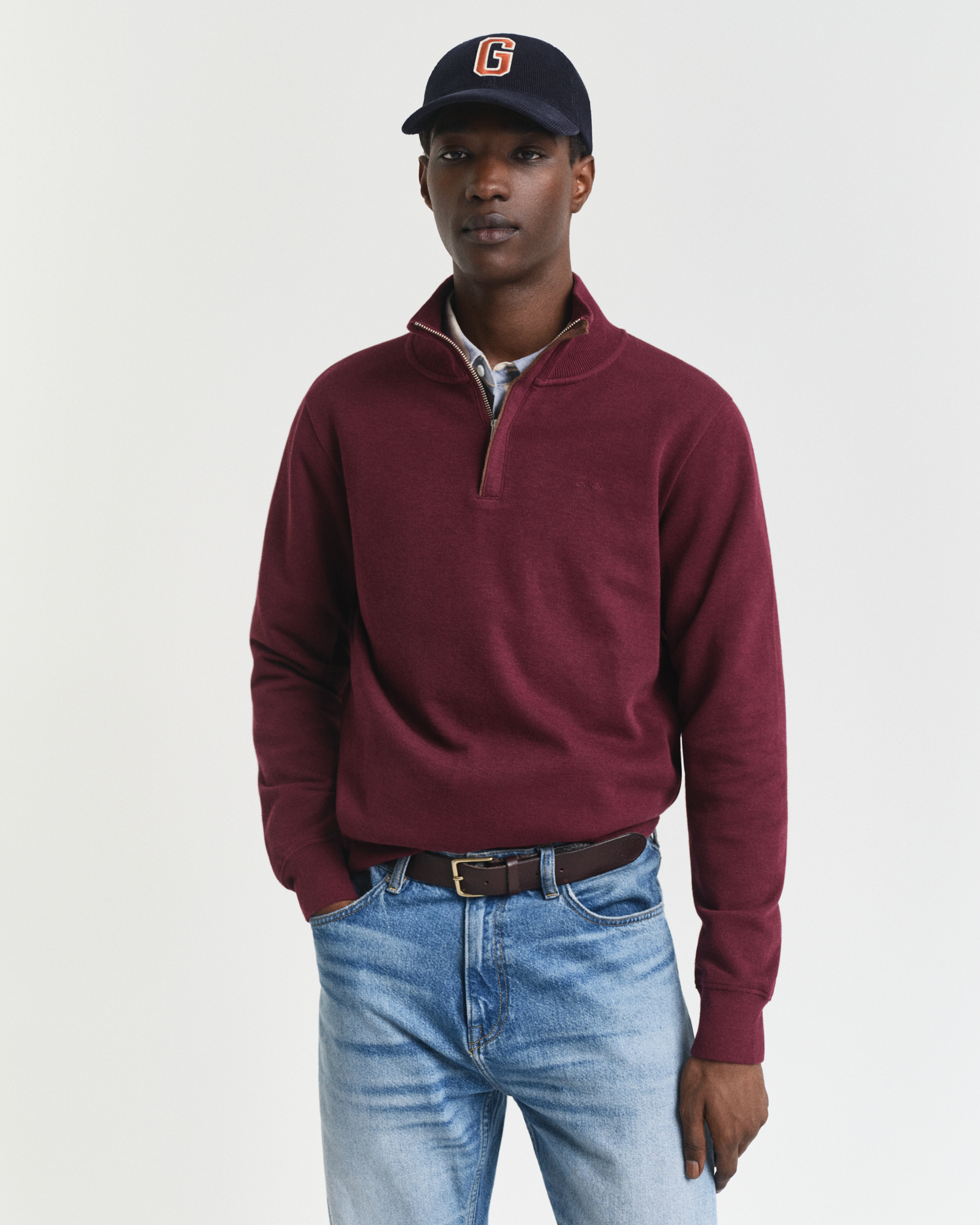 Gant Men's Silver Sacker Rib Half-Zip Sweatshirt (4Xl)