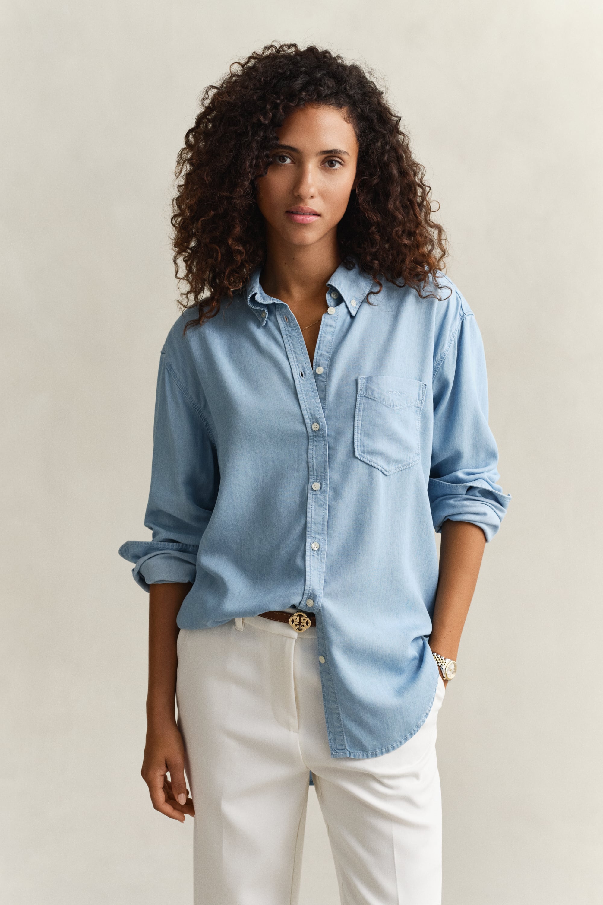 Gant Women's Light Blue Worn In Indigo Shirt (34)