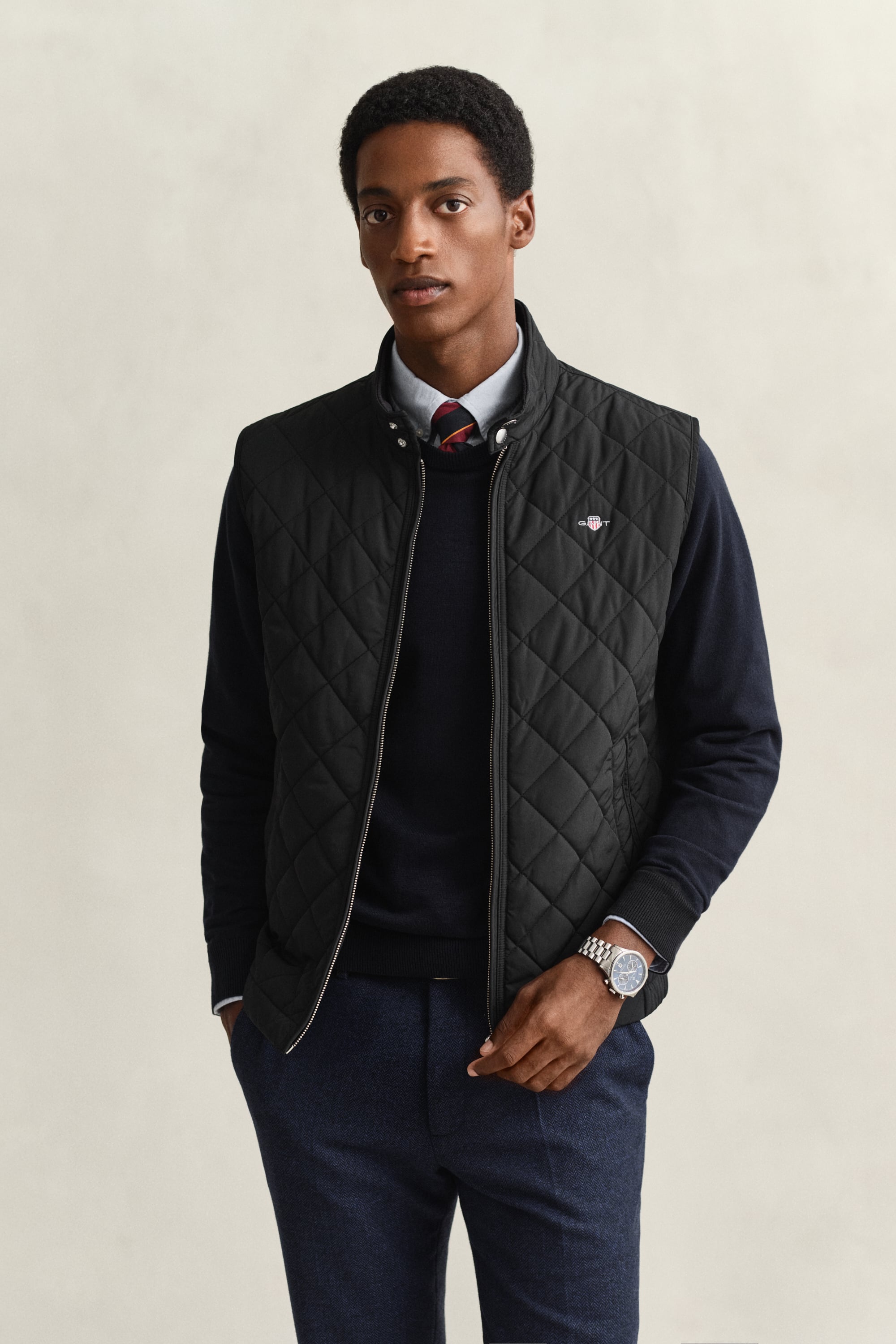 Gant Men's Black Quilted Windcheater Vest (M)