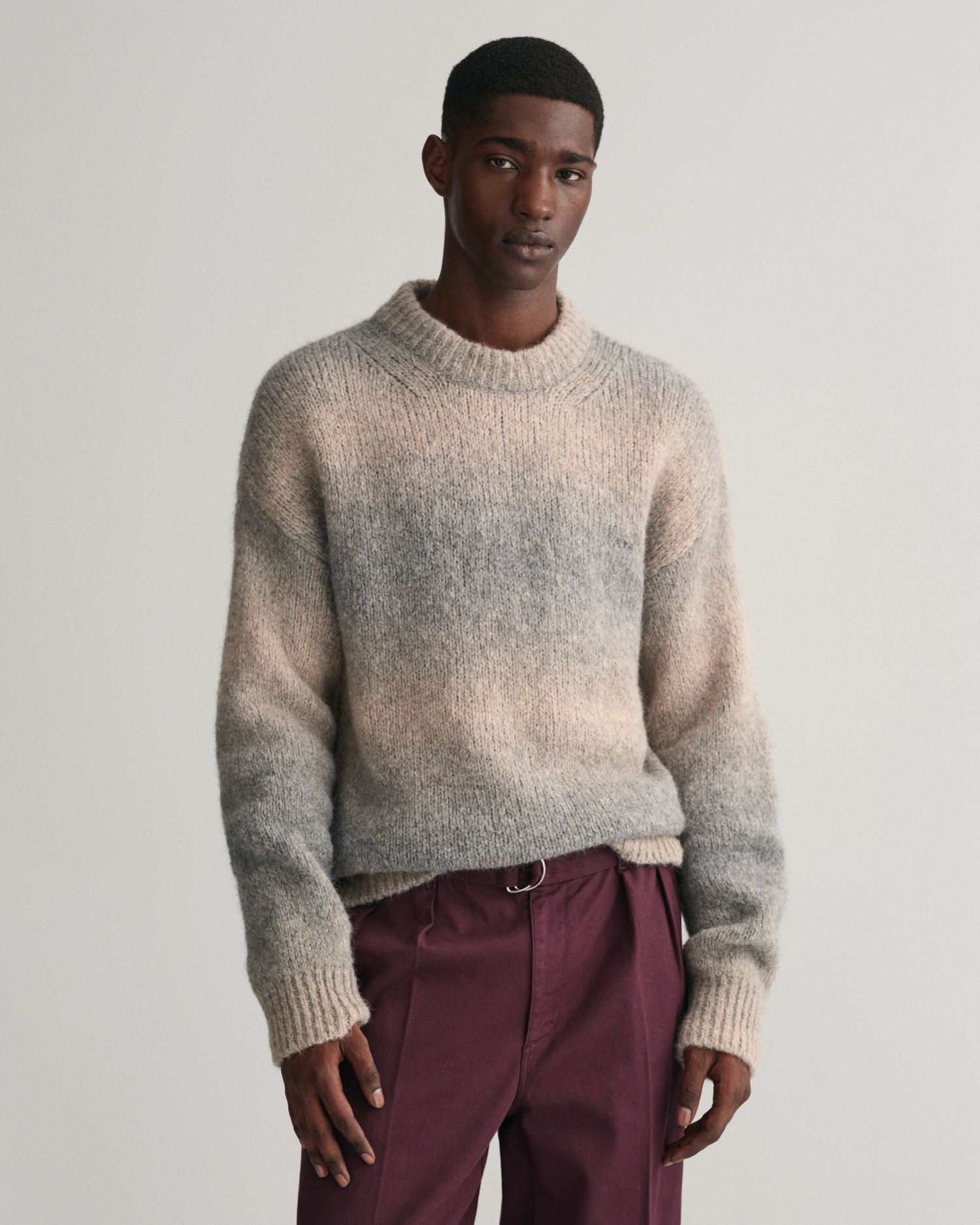 GANT Men Soft Wool Ombré Crew Neck Sweater (L) Grey
