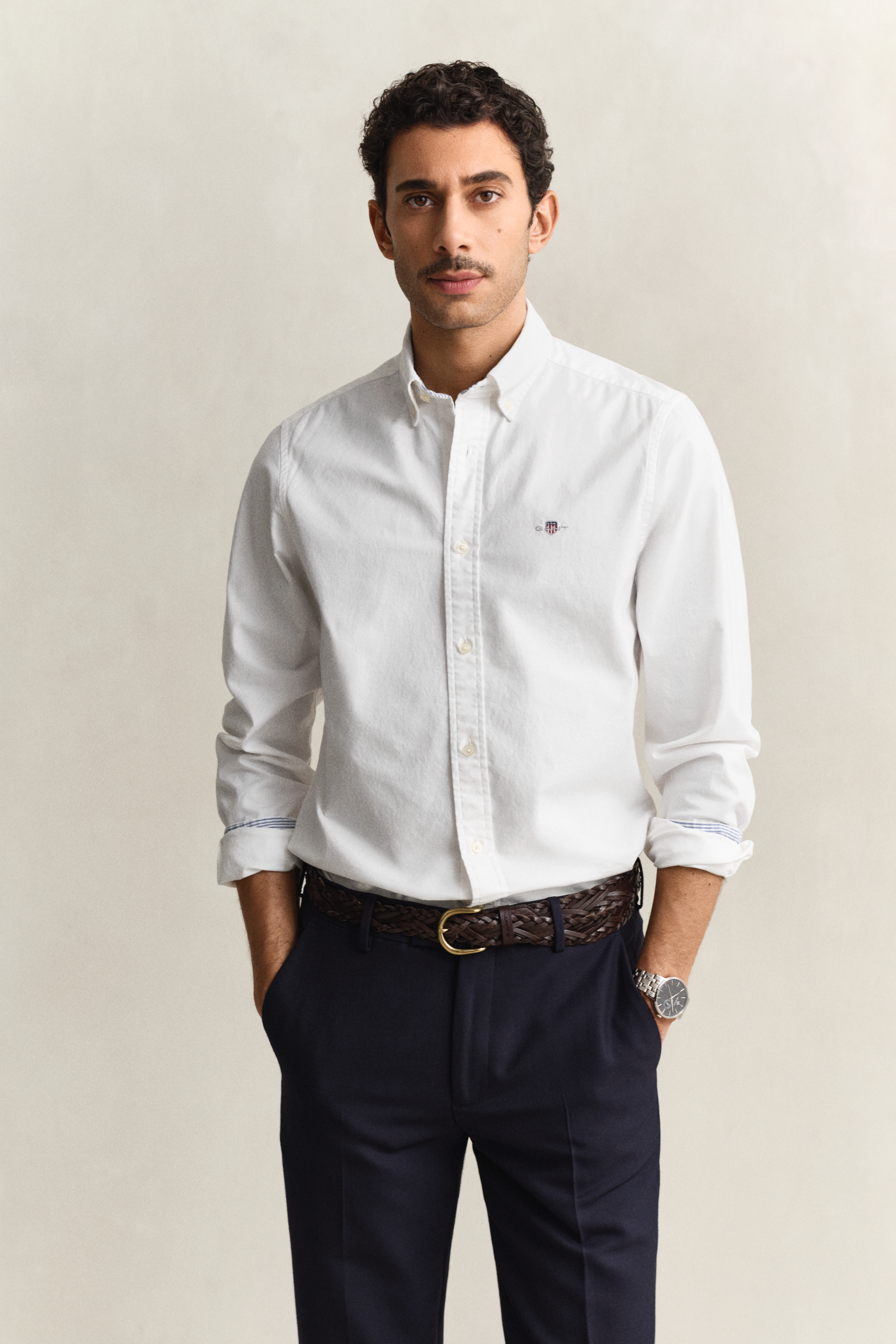 Gant Men's White Stretch Oxford Shirt (S)