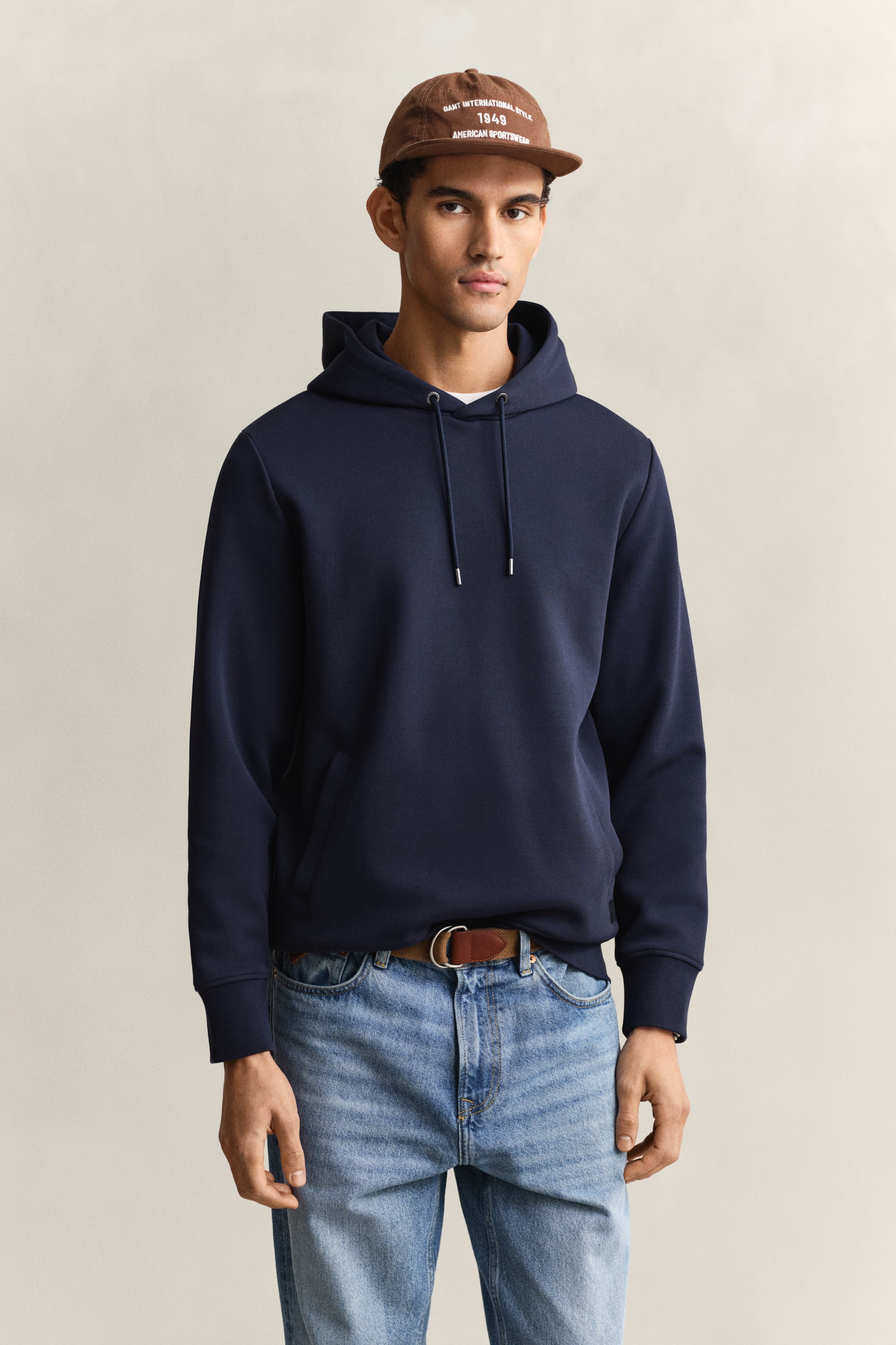 Gant Men's Navy Interlock Hoodie (L) Evening Blue
