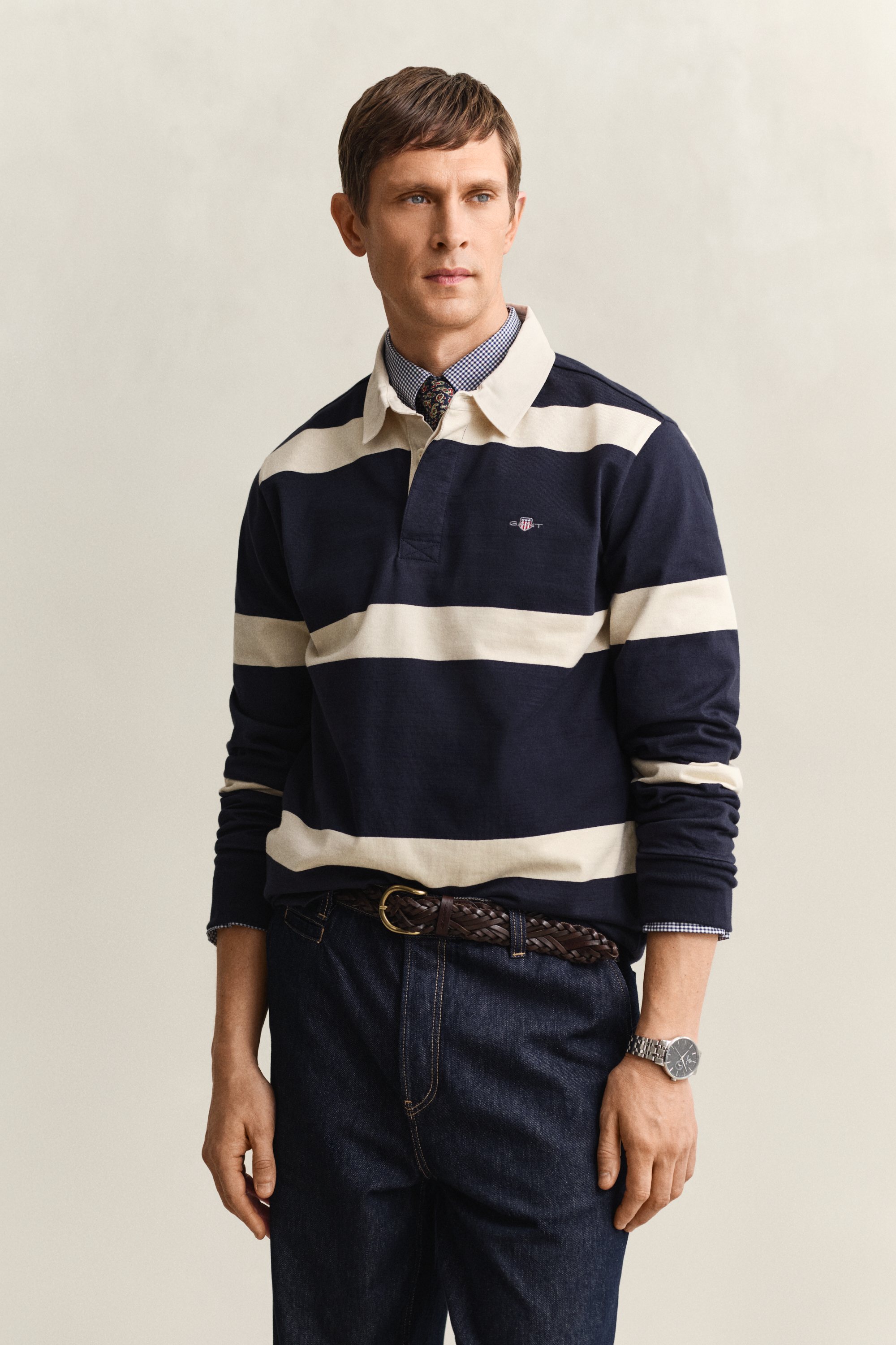 Gant Men's Navy Striped Rugger (L) Evening Blue