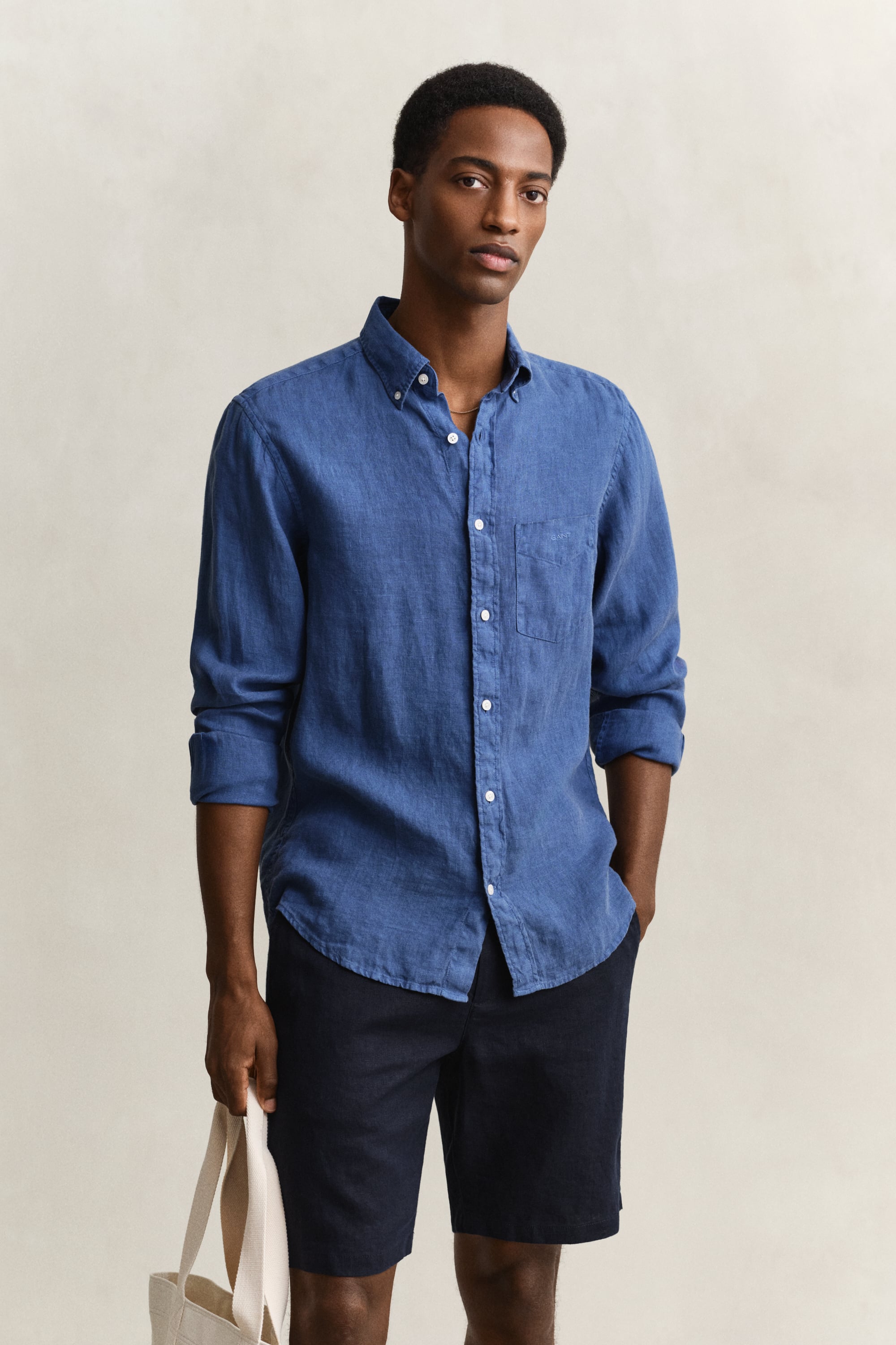 Gant Men's Vintage Blue Linen Shirt (Xxl)