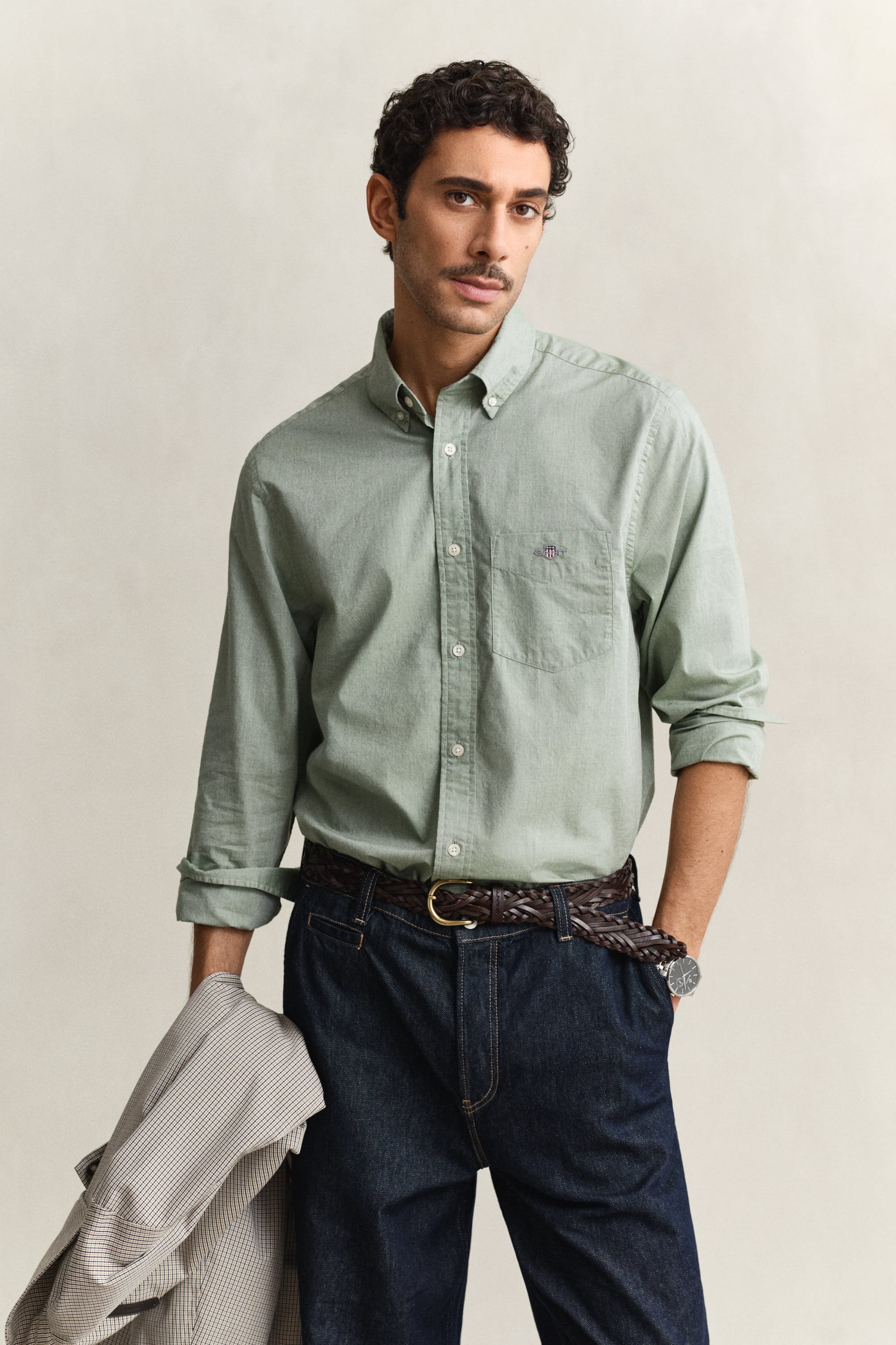 Gant Men's Herb Green Regular Fit Classic Poplin Shirt (Xxxl)