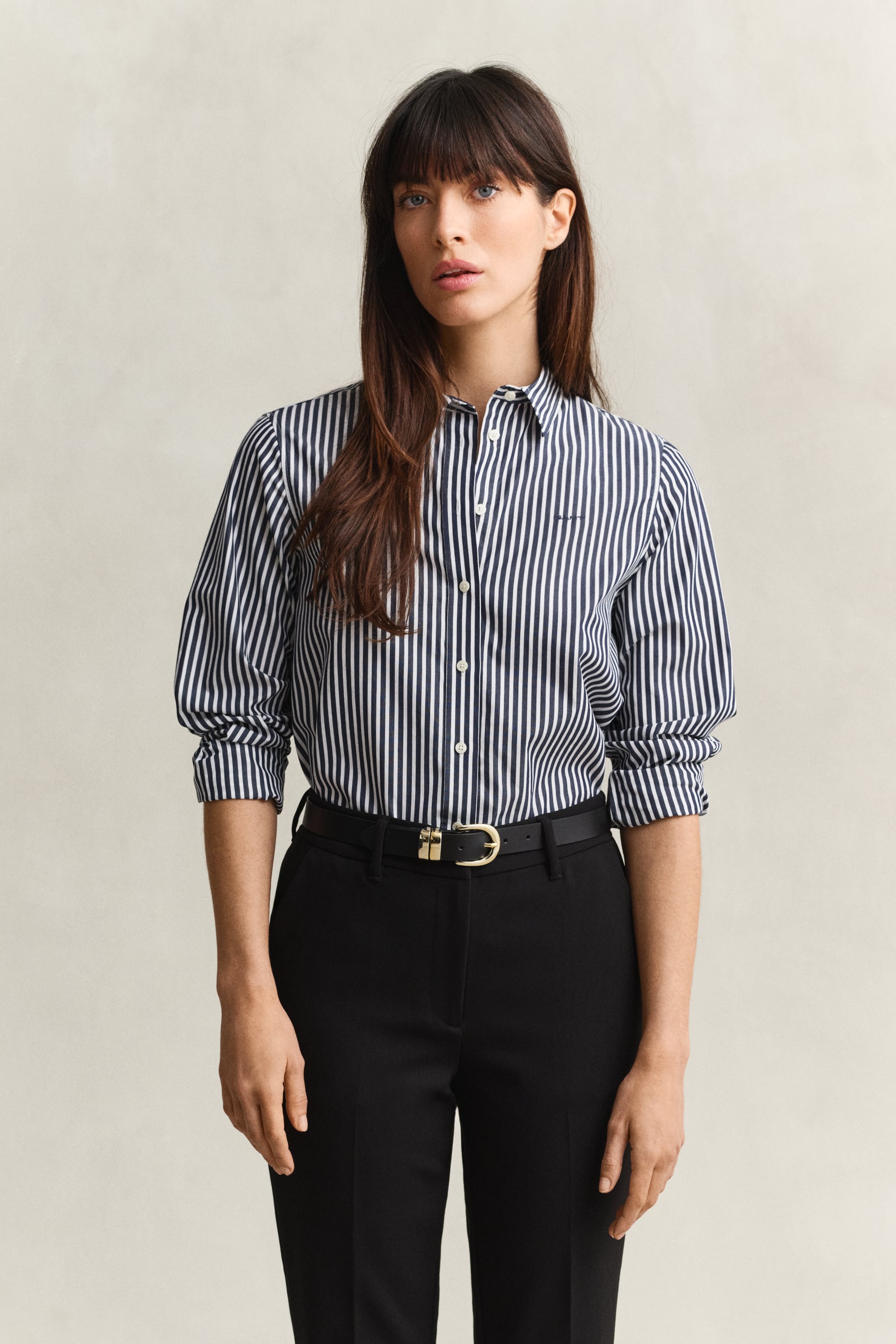 Gant Regular Fit Striped Classic Poplin Shirt In Blue