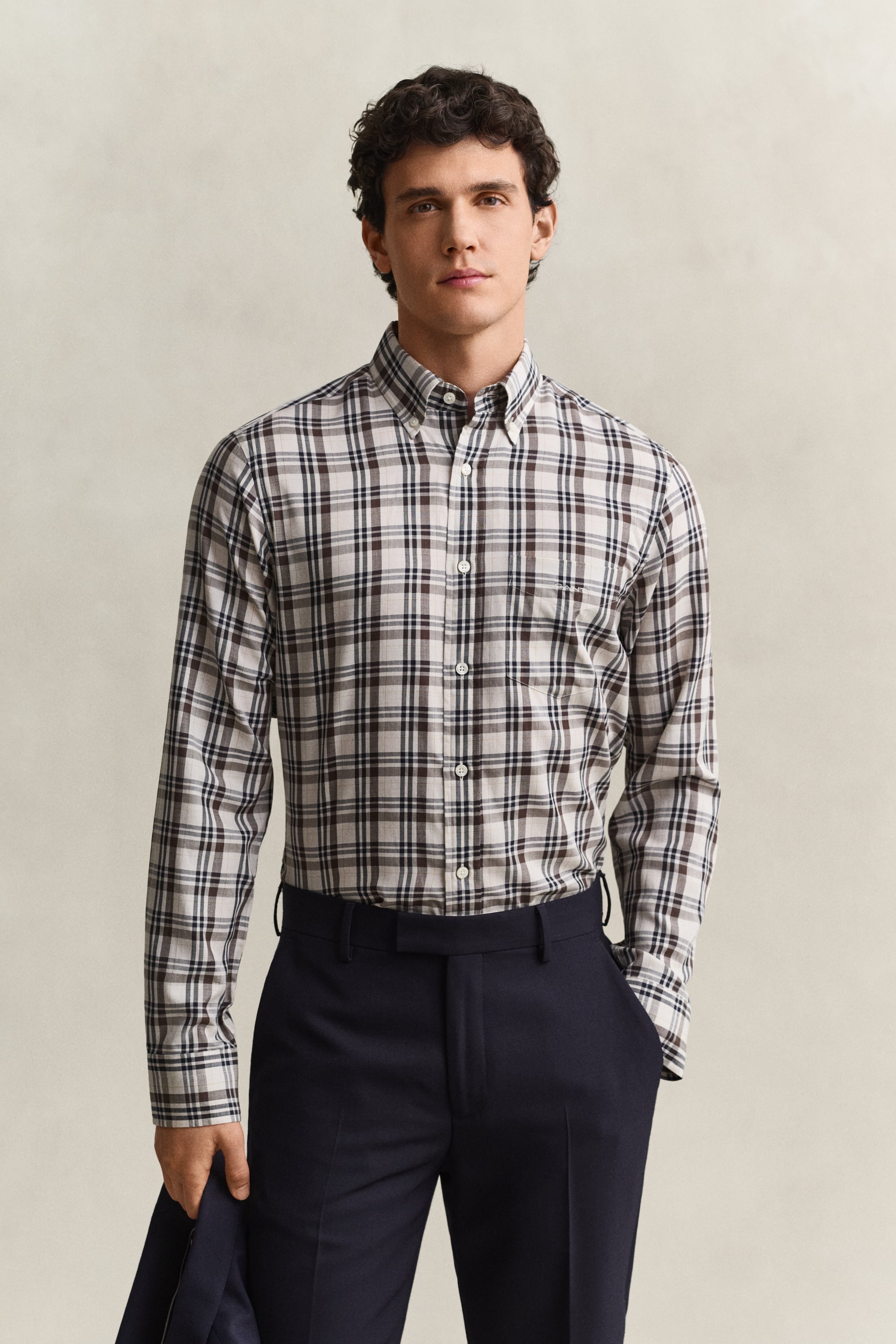 Gant Men's Sand Checked Twill Shirt (Xl)