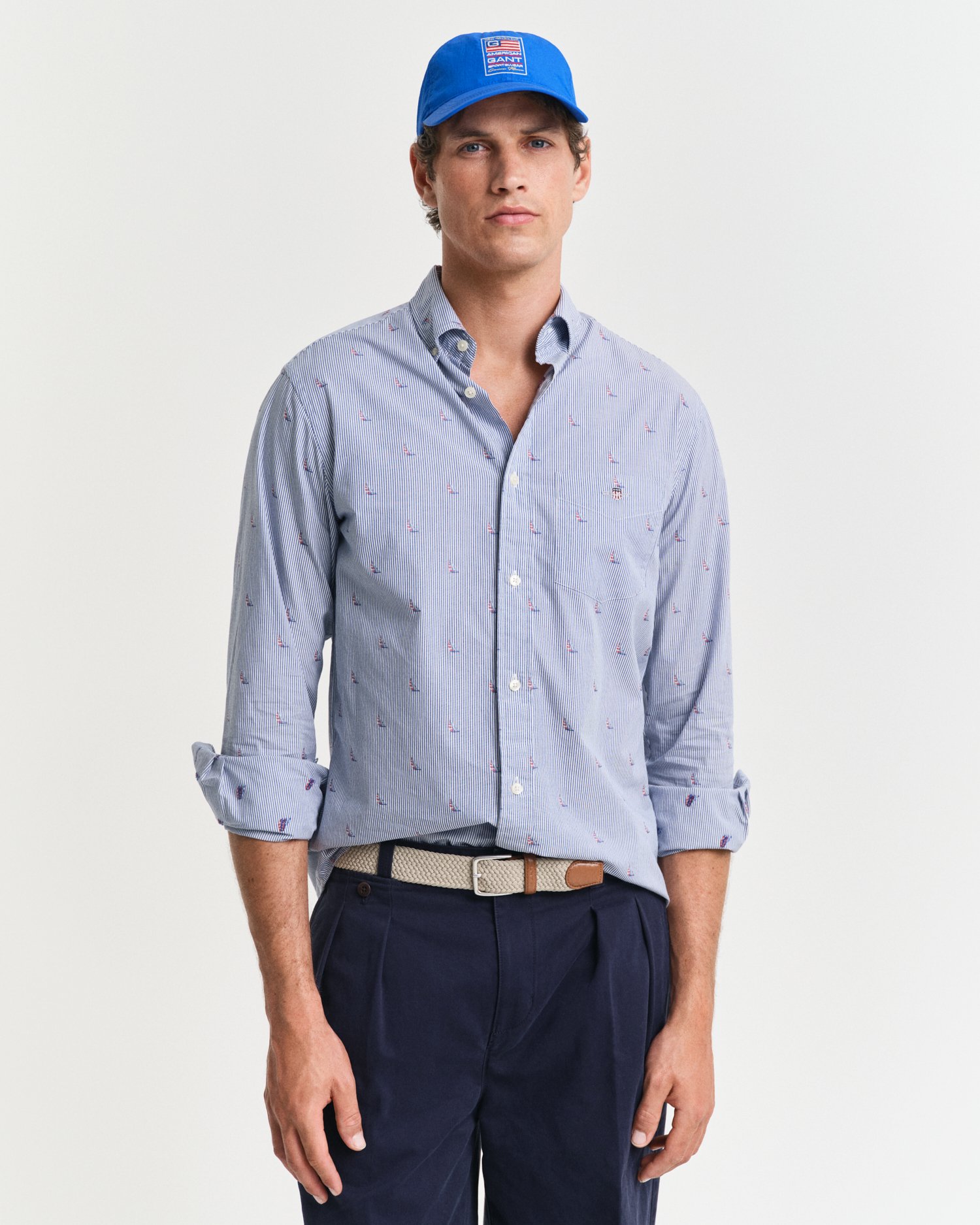 Gant Men's Blue Regular Fit Sailing Fil Coupé Shirt (Xxxl)