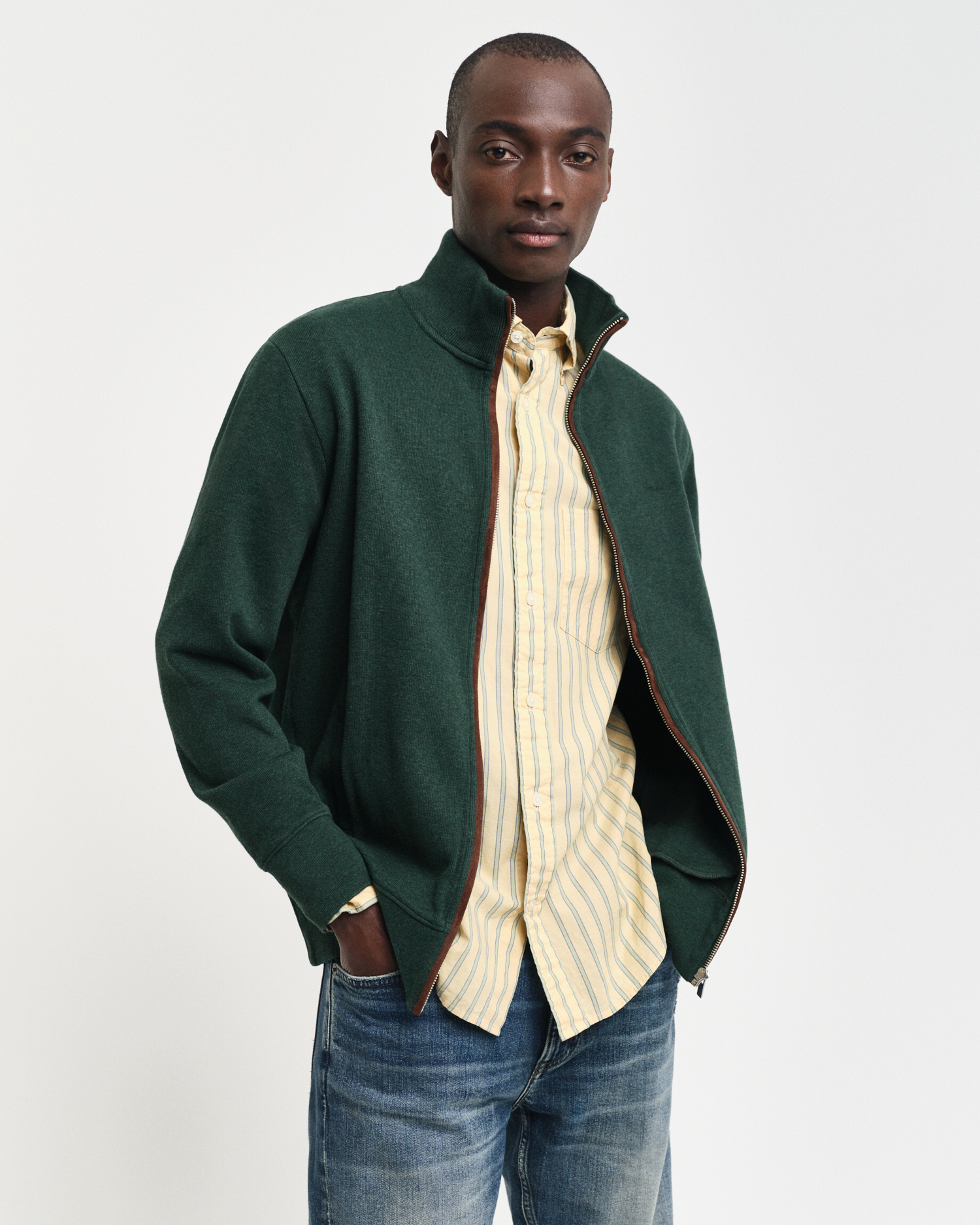 Gant Men's Green Sacker Rib Zip Cardigan (Xl) Tartan
