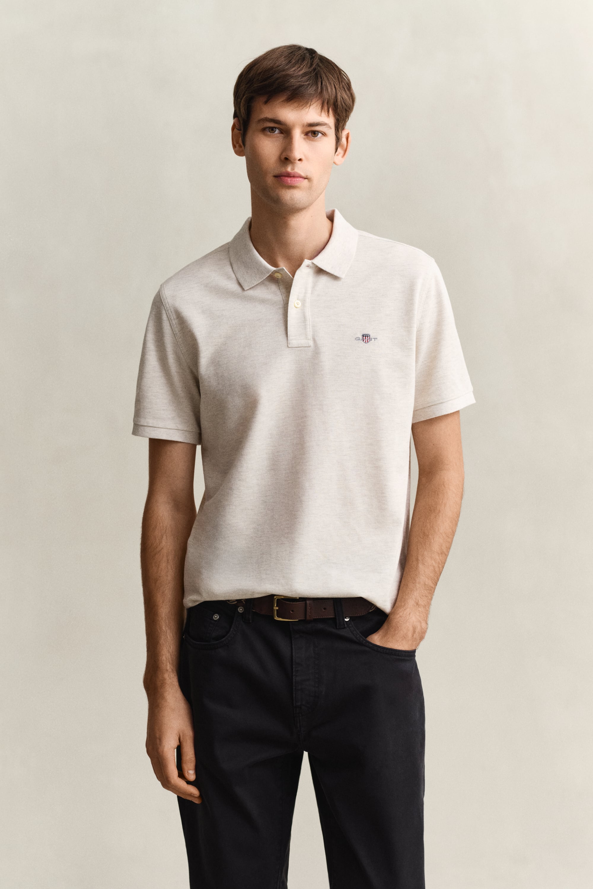 Gant Men's Beige Regular Fit Polo Shirt (4Xl) Seed Melange