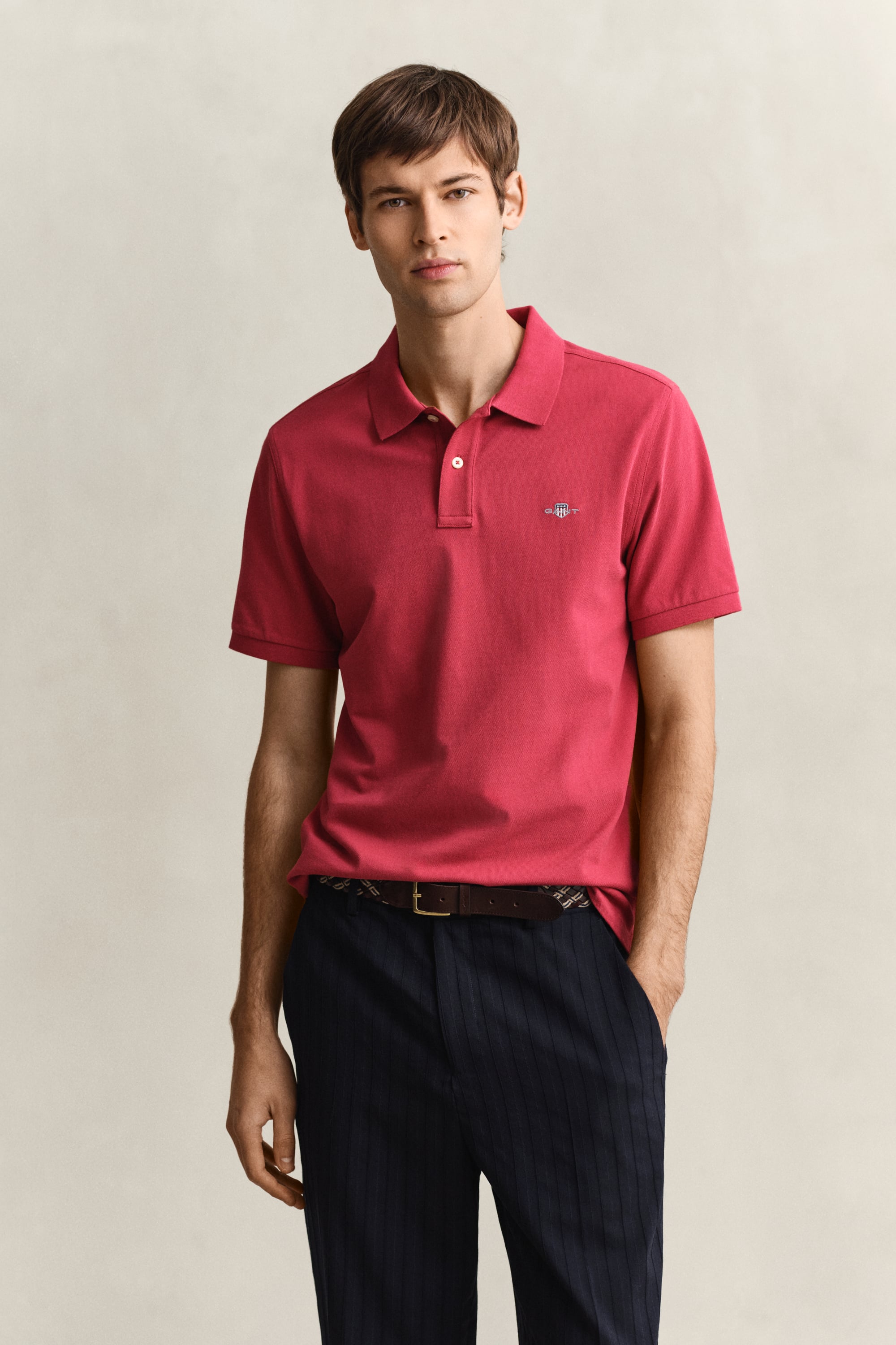 Gant Men's Muted Red Regular Fit Polo Shirt (Xxl)