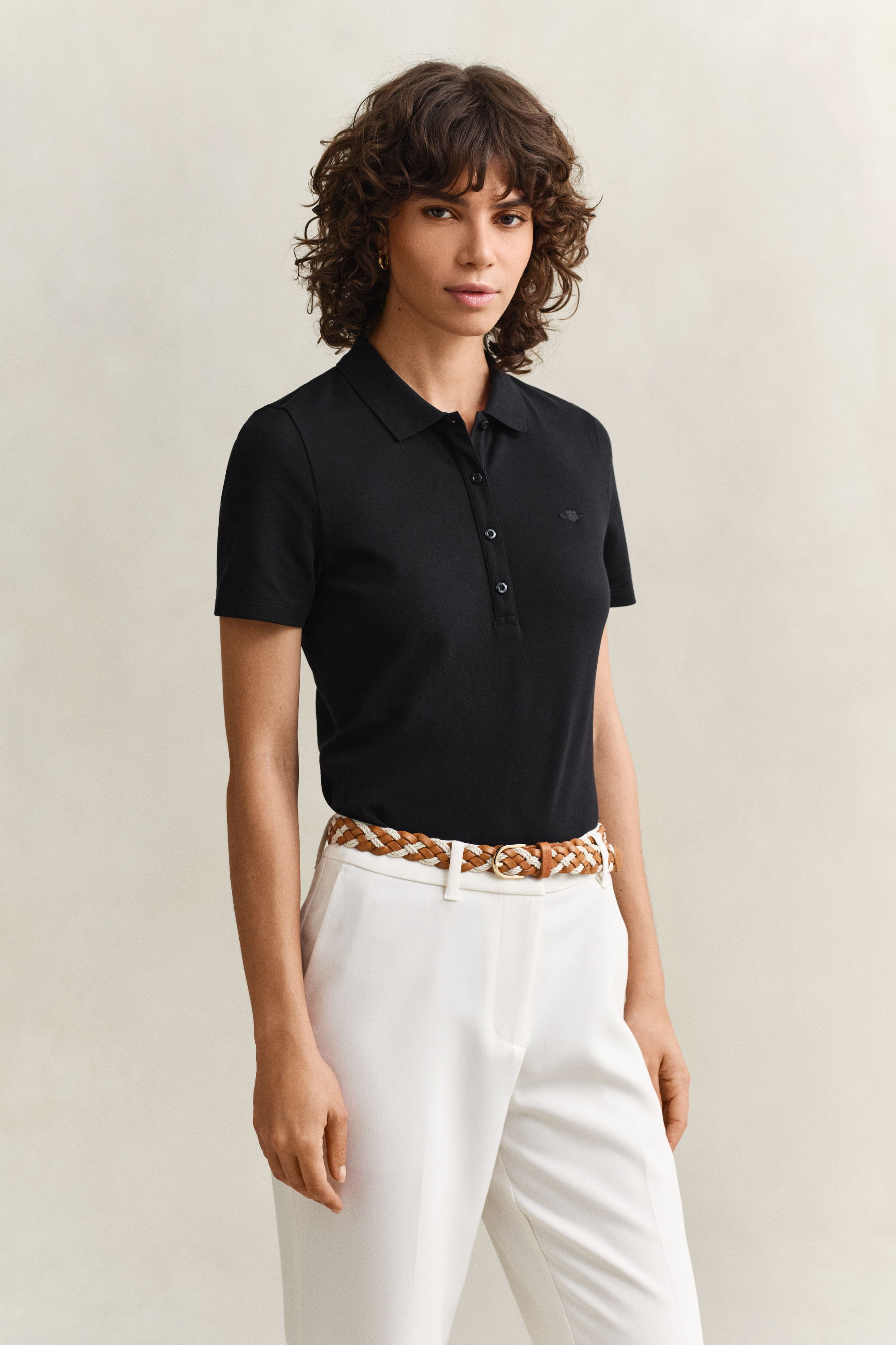 Gant Women's Black Slim Fit Polo Shirt (L)