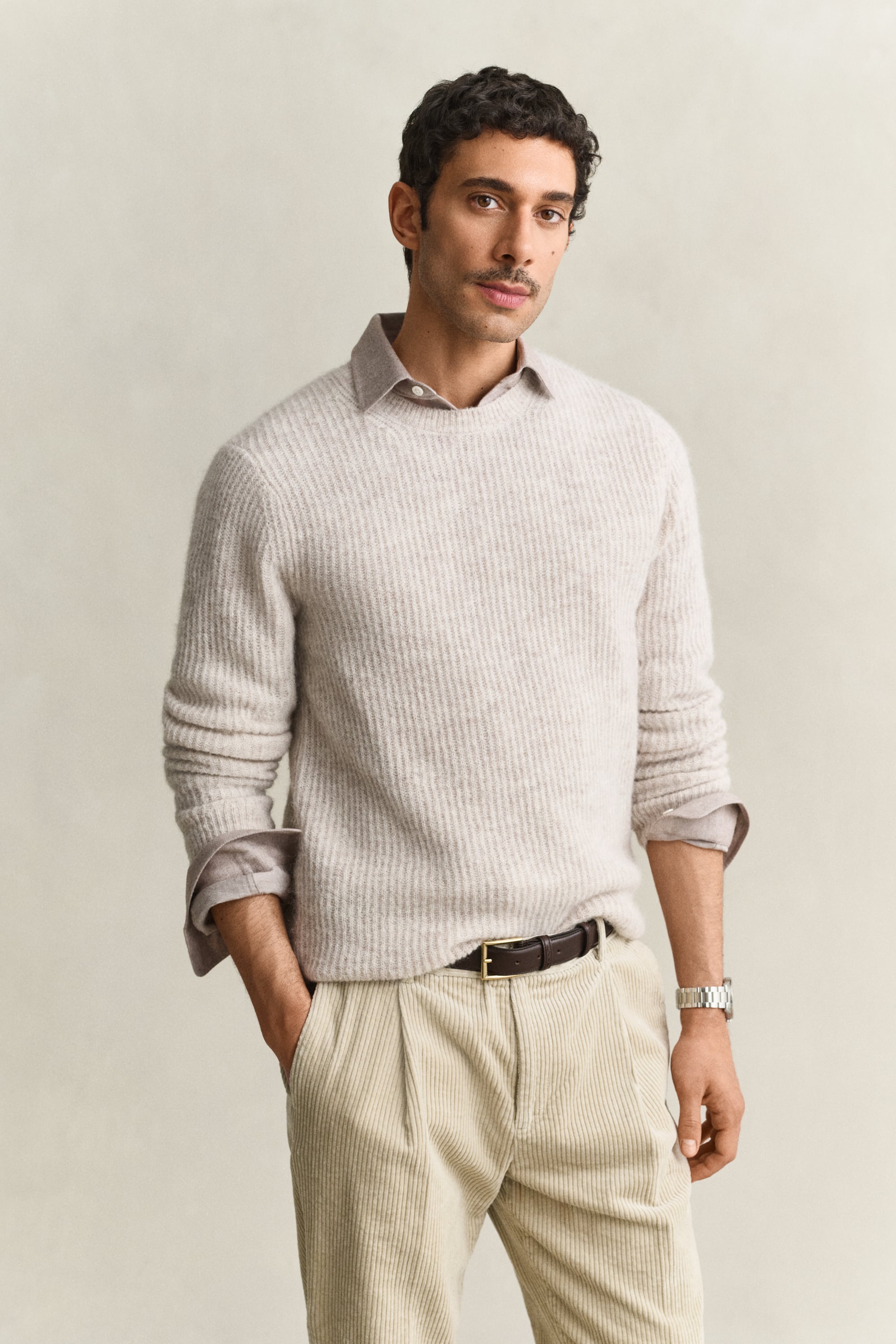 Alpaca Wool Blend Crew Neck Sweater HAZELNUT MELANGE