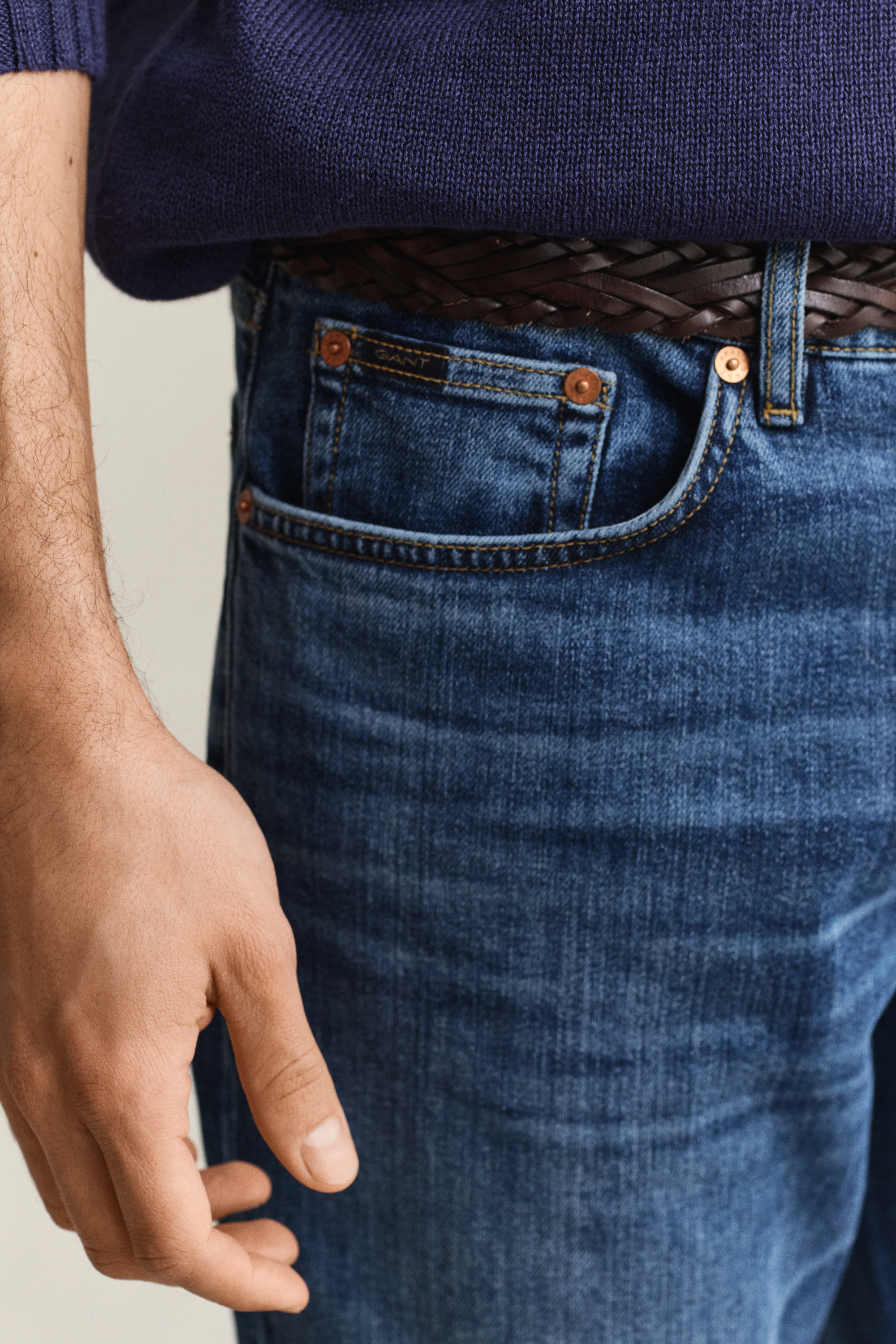 Gant Men's Blue Slim Fit Jeans (29/32) Mid Broken In