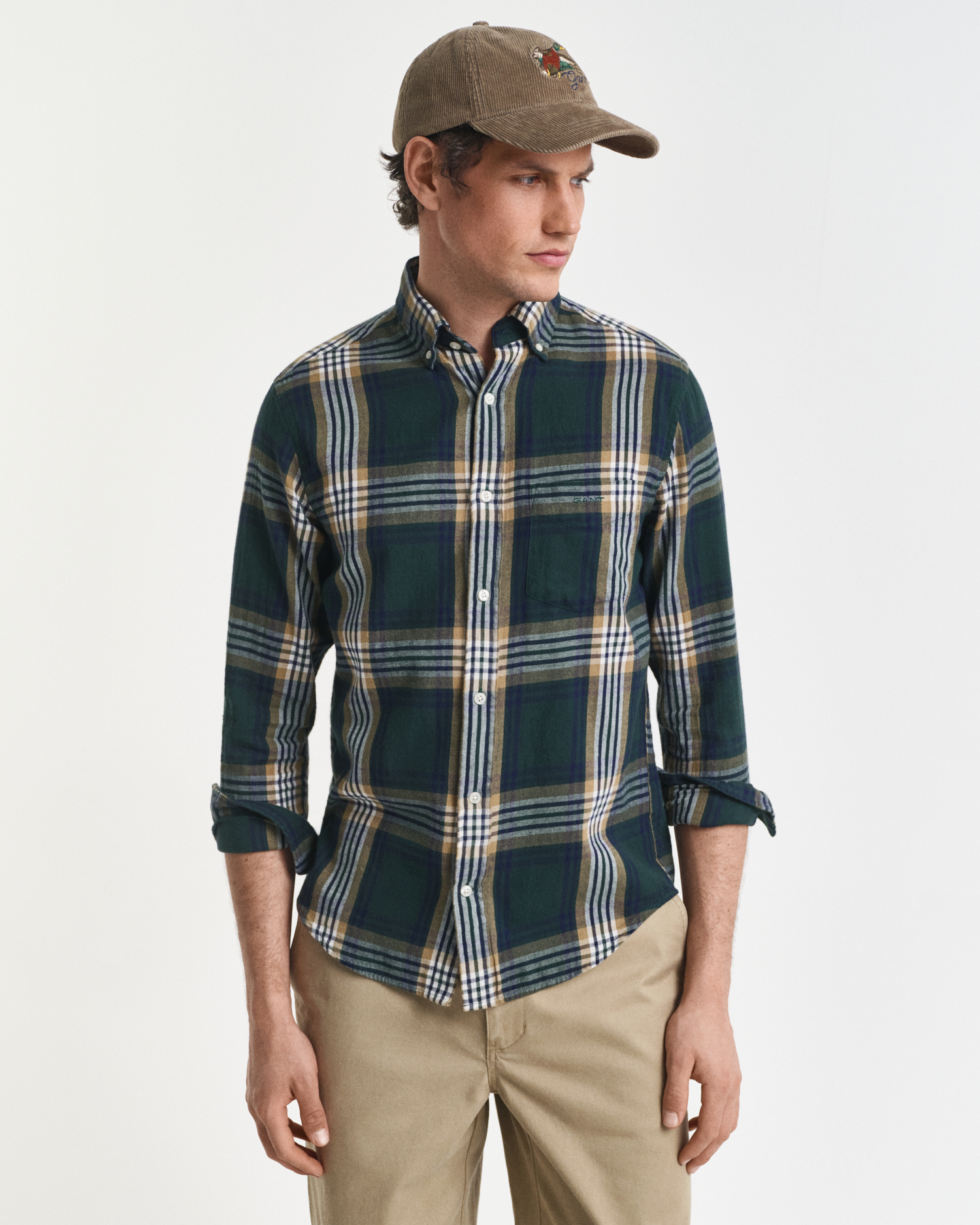 Gant Men's Green Regular Fit Windblown Flannel Check Shirt ) Xxl