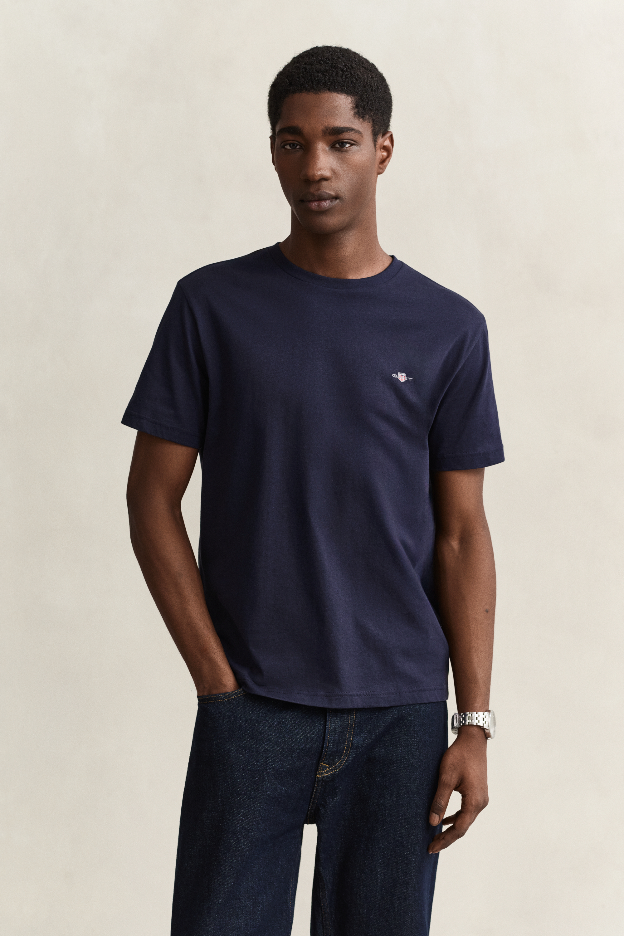 Gant Men's Navy Regular Fit Shield T-Shirt (Xxl) Evening Blue