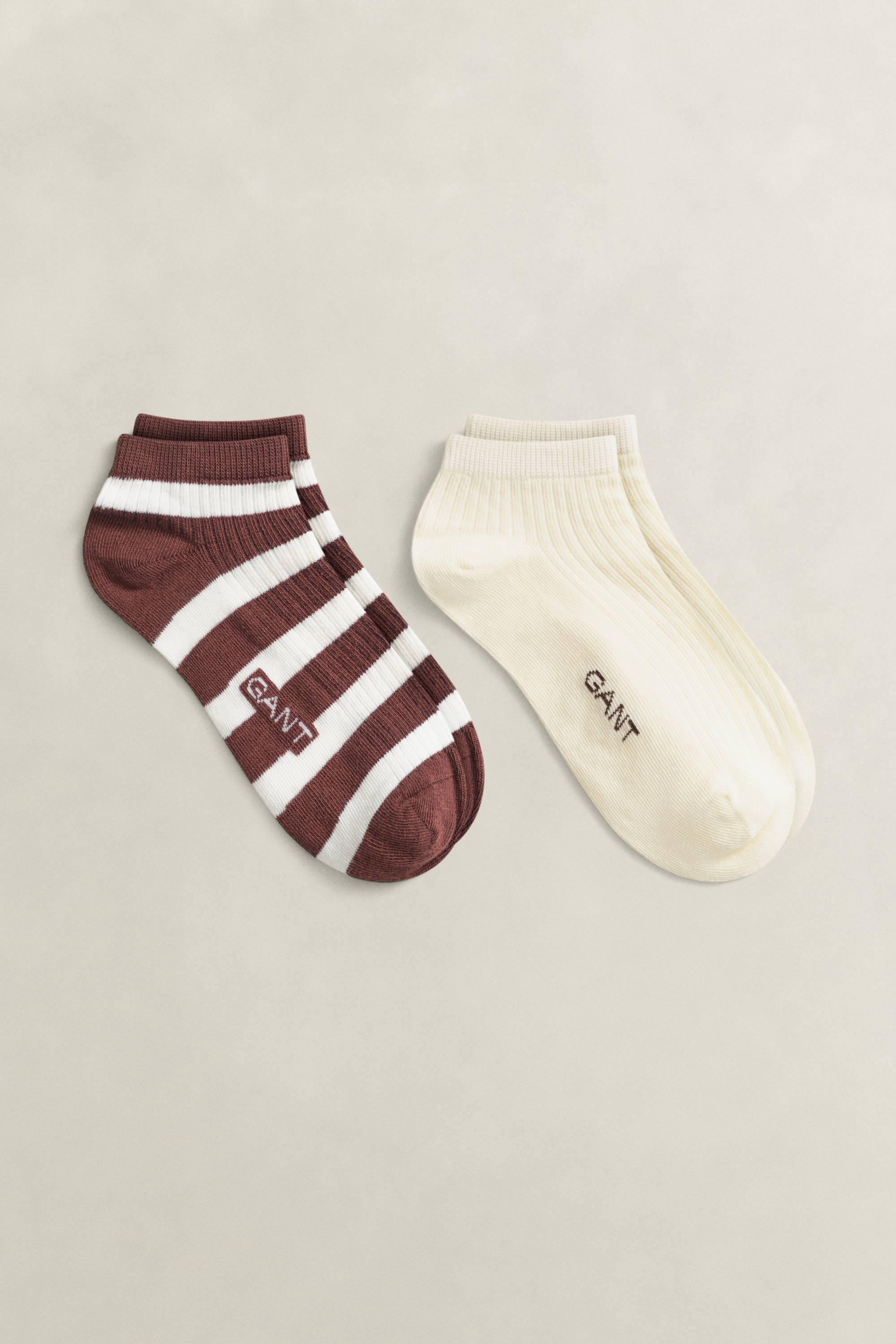 Gant Women's Fresh Soil 2-Pack Striped & Solid Ankle Socks (36-38)
