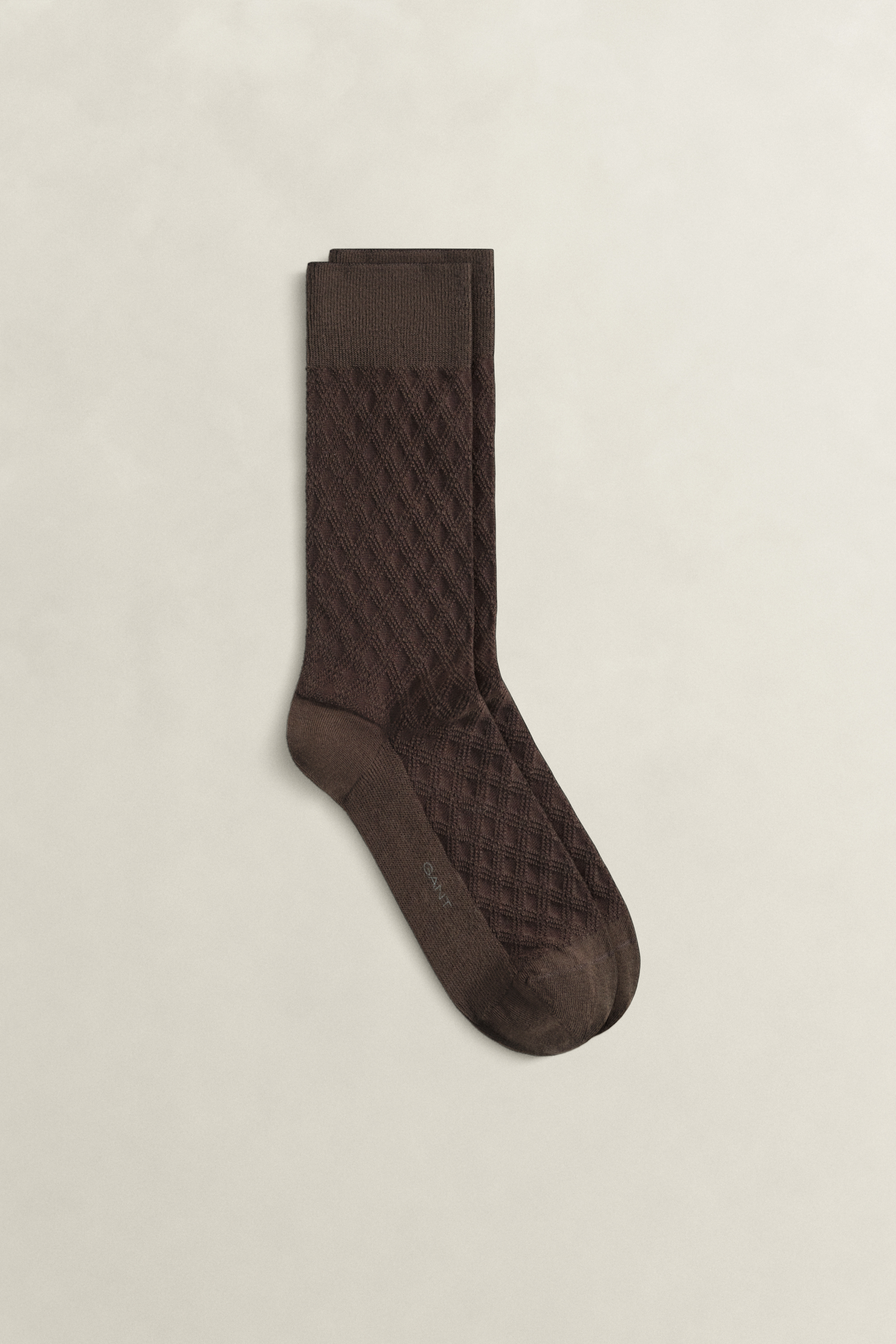 Gant Men's Shadow Brown Plaid Mercerized Socks (40-42)