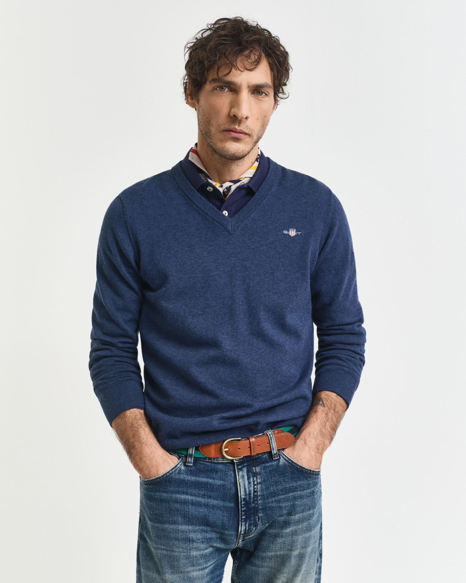 Gant Men's Classic Cotton V-Neck Sweater ) Xxxl