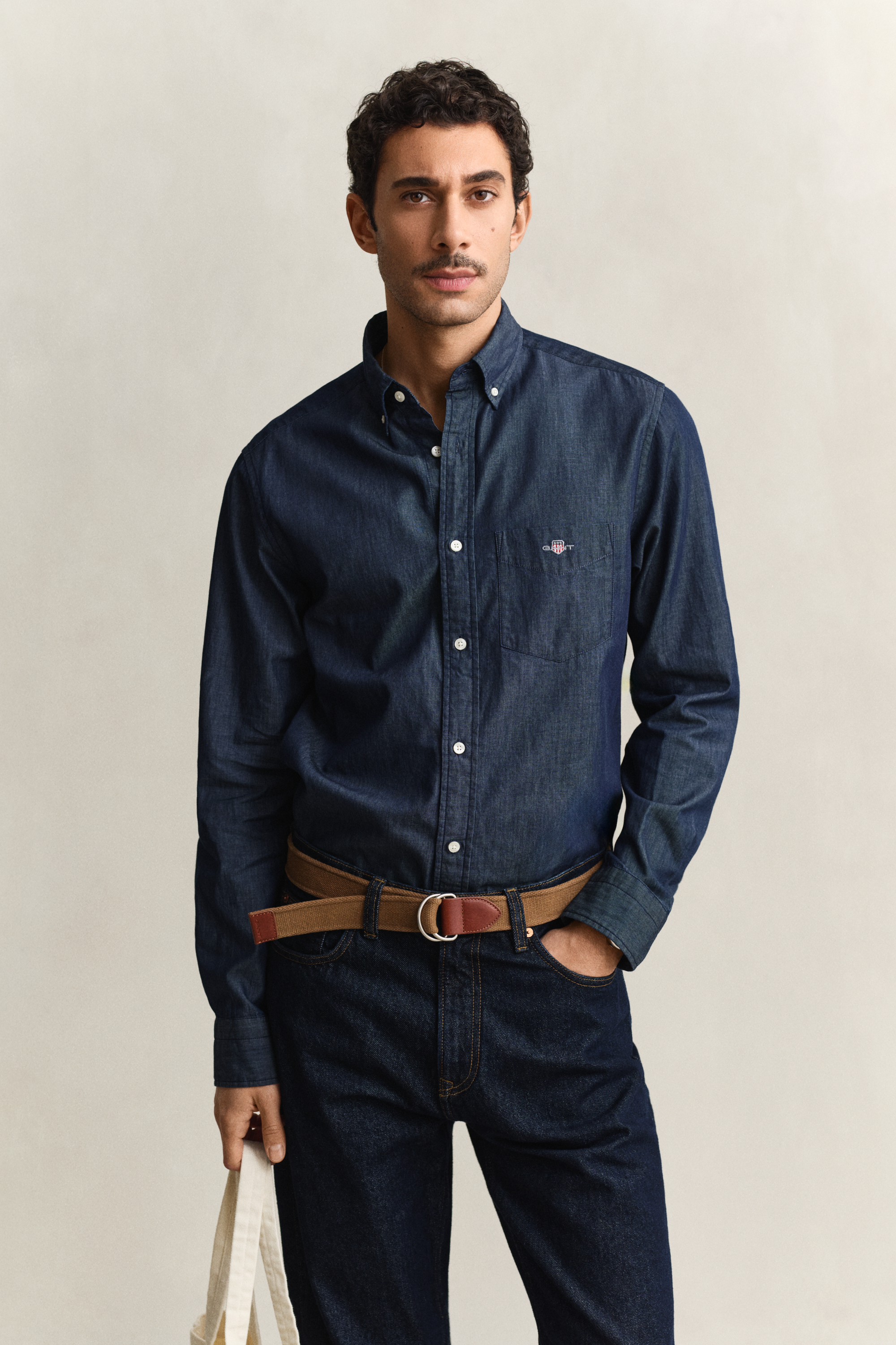 Gant Men's Blue Regular Fit Indigo Shirt (S) Dark Indigo
