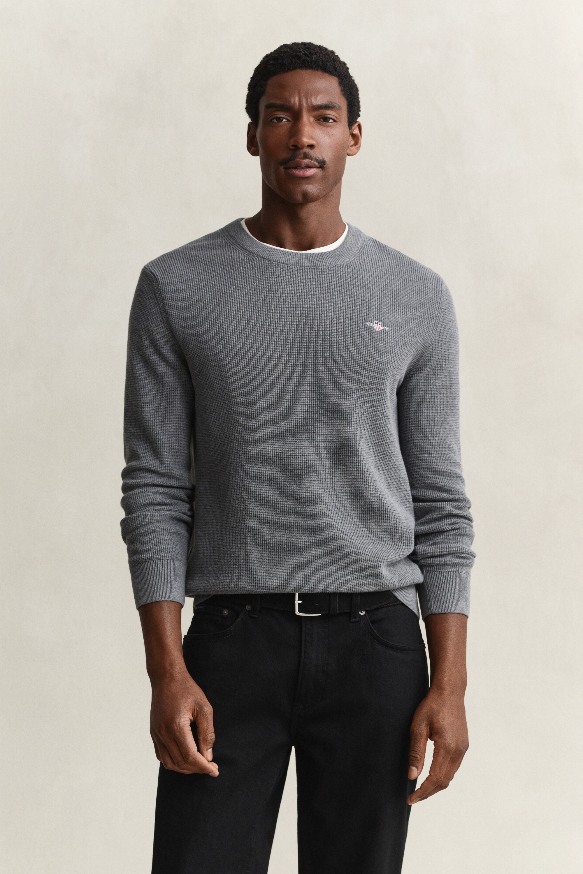 GANT Men's Micro Textured Cotton C-Neck Pullover Sweater - Image 2