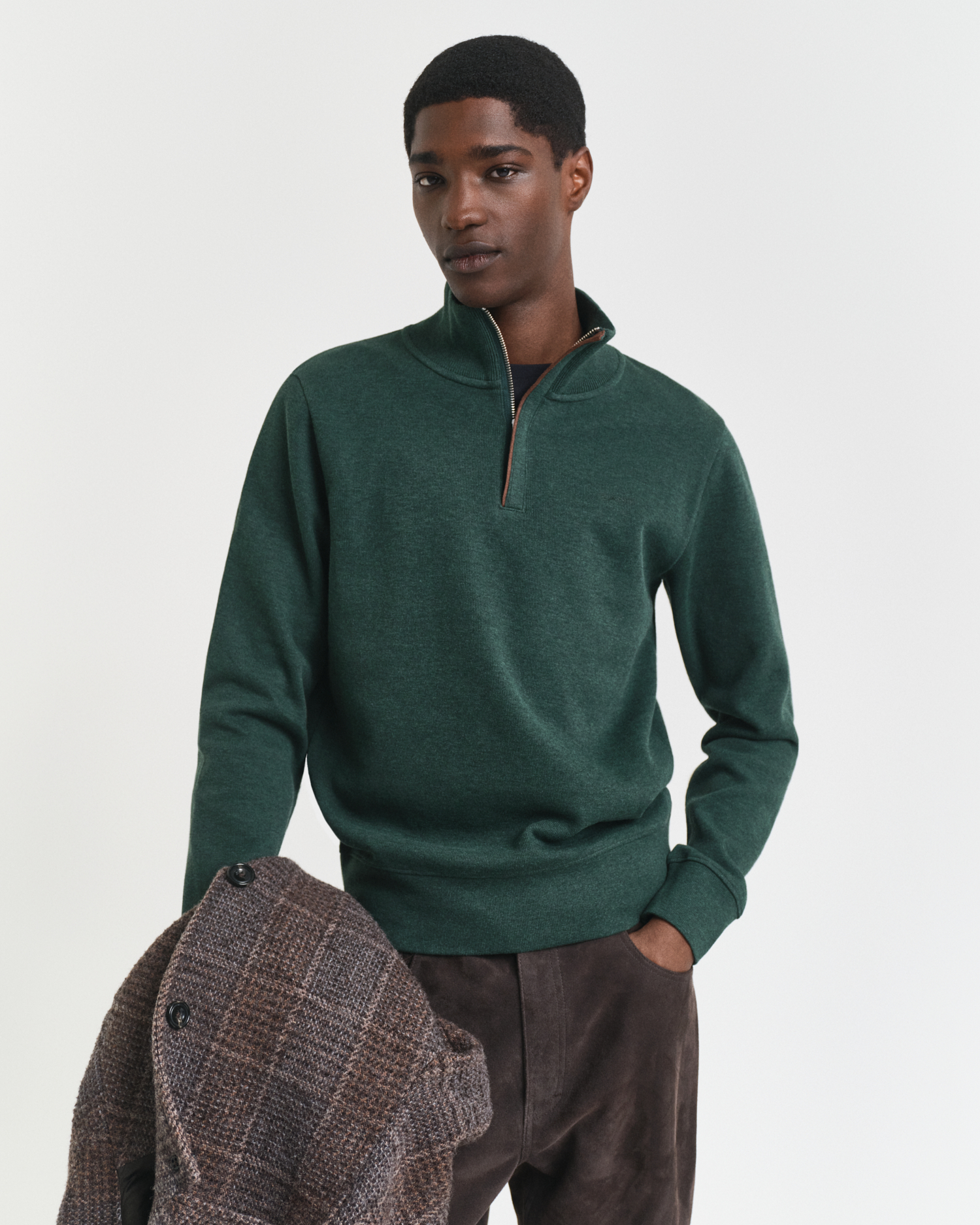 Gant Men's Silver Sacker Rib Half-Zip Sweatshirt (4Xl)