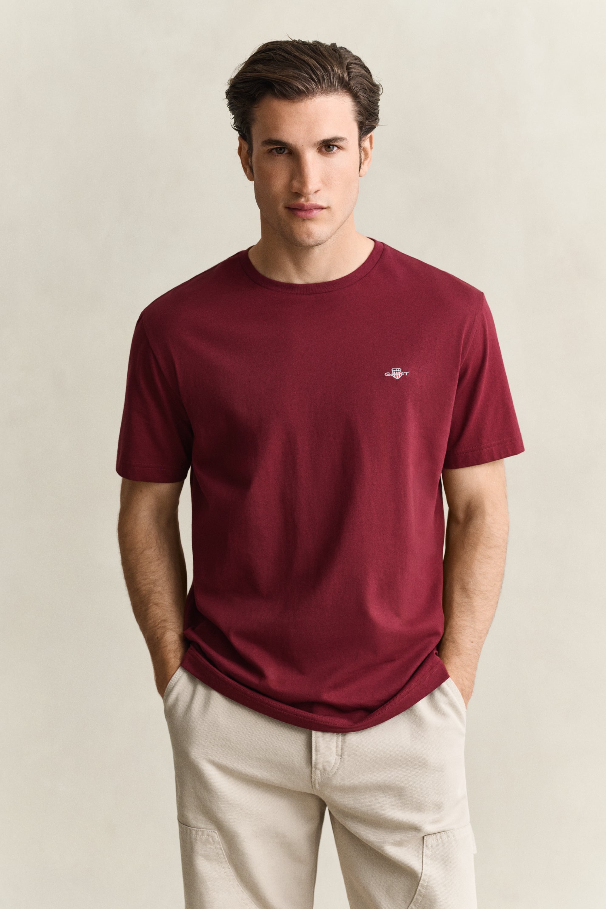 Gant Men's Deep Grape Wine Regular Shield T-Shirt (Xl)