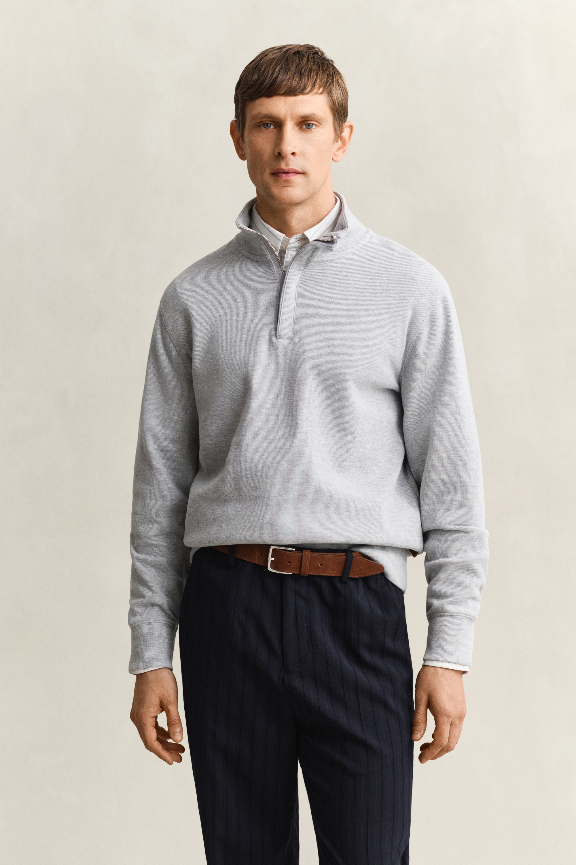 Gant Men's Grey Sacker Rib Half-Zip Sweatshirt (4Xl) Melange