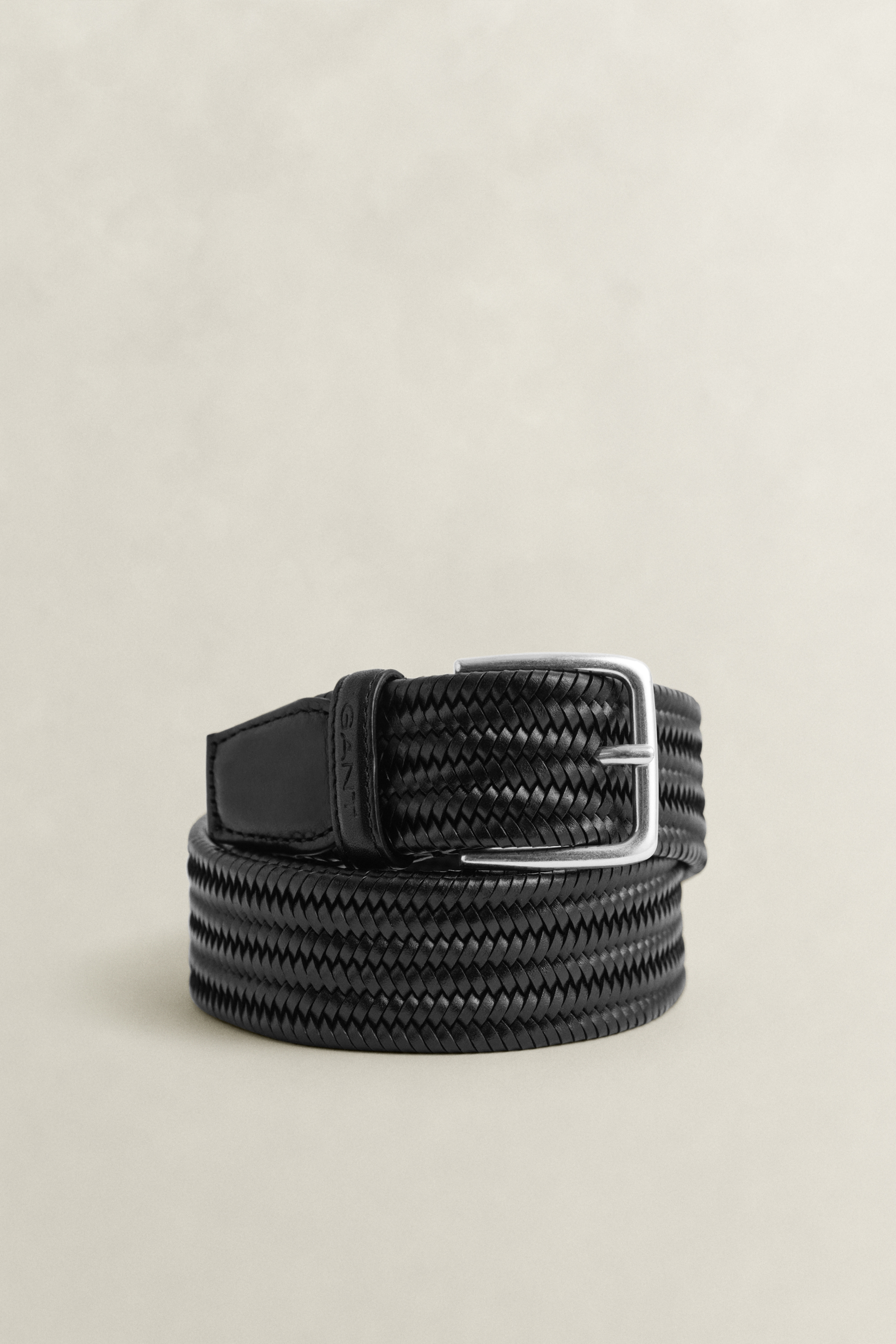 Gant Men's Black Braided Elastic Leather Belt (105/42)