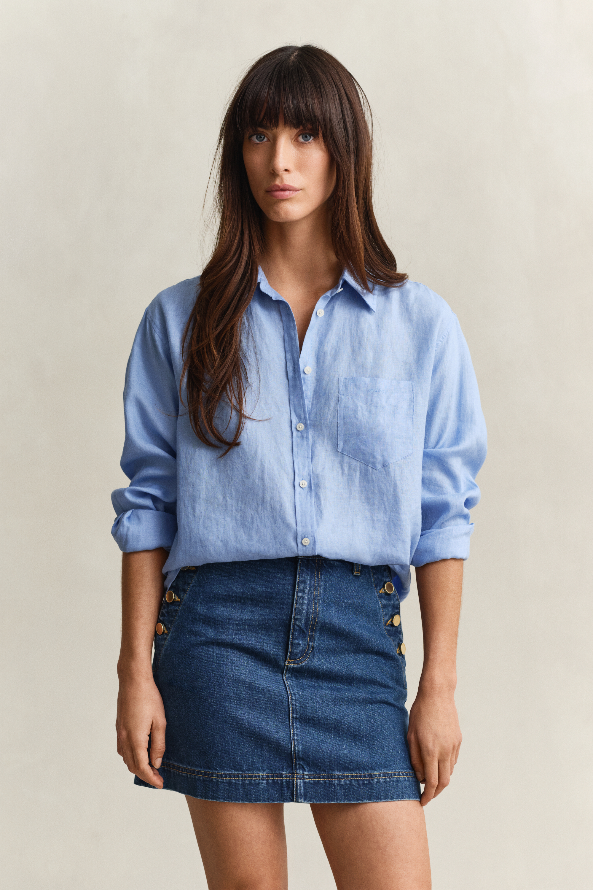 Gant Relaxed Fit Linen Shirt In Blue