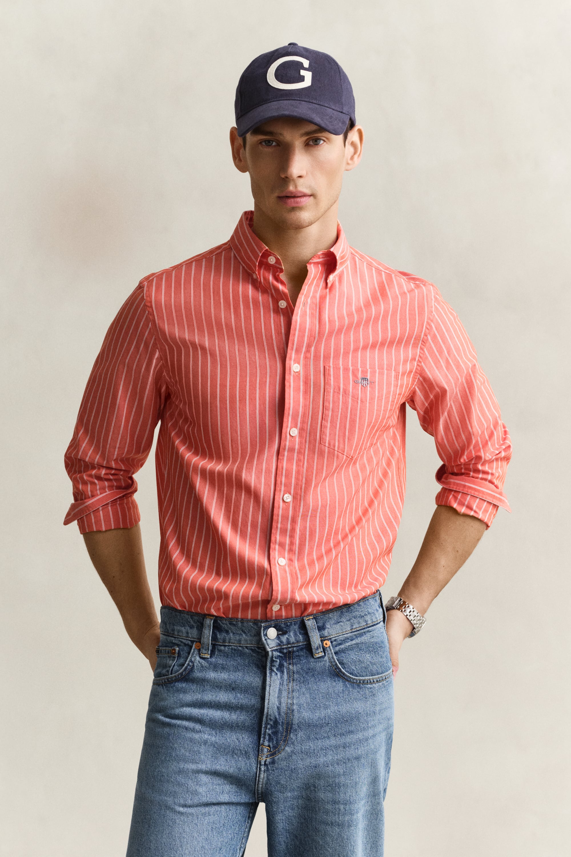 Gant Men's Maple Fire Striped Classic Poplin Shirt (Xxxl)