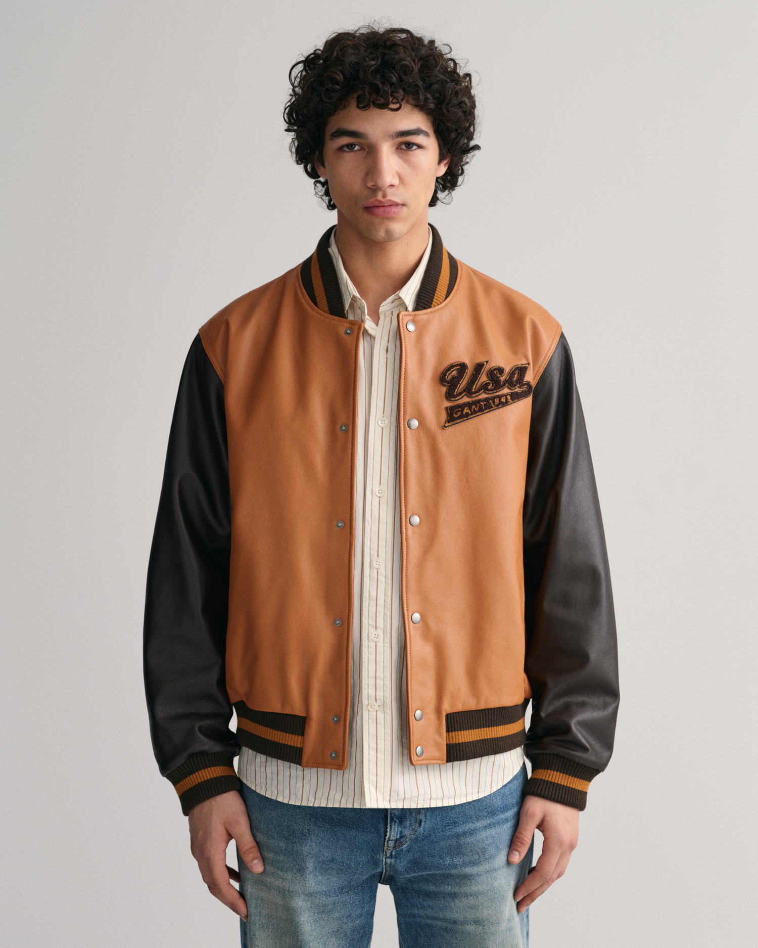 leather varsity jacket