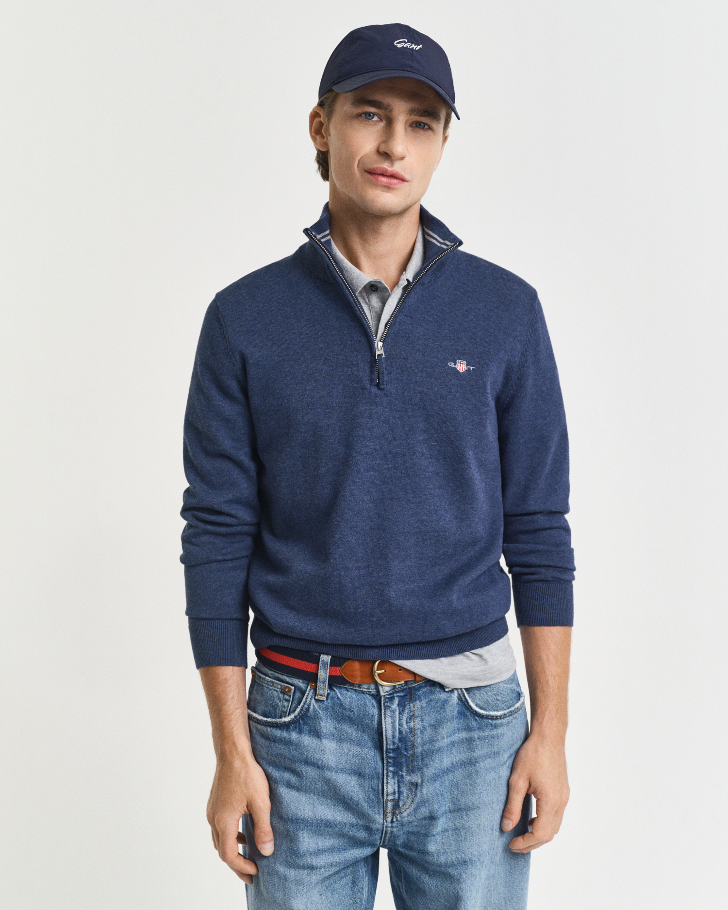 Gant Men's Classic Cotton Half-Zip Sweater ) 4XL