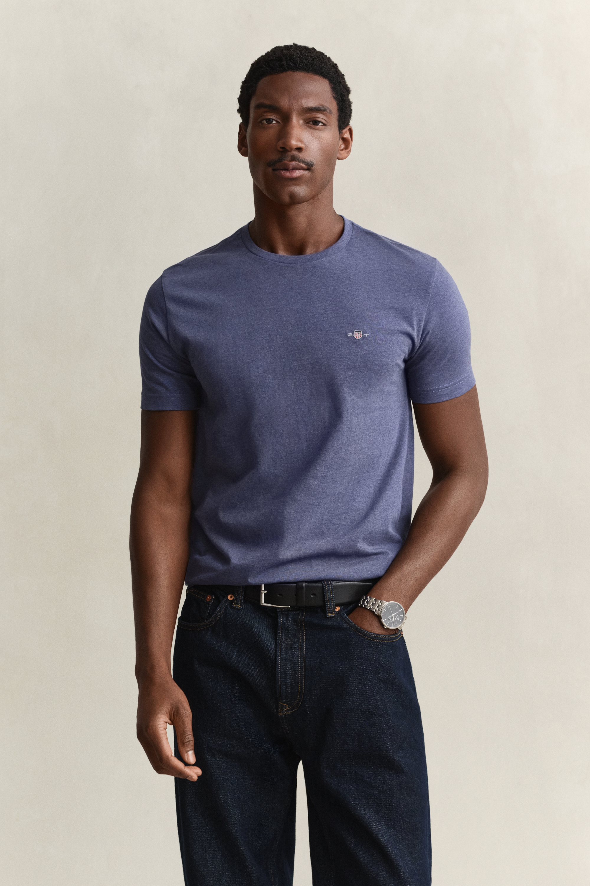 Gant Men's Blue Regular Fit Shield T-Shirt (4Xl) Dk Jeans Melange