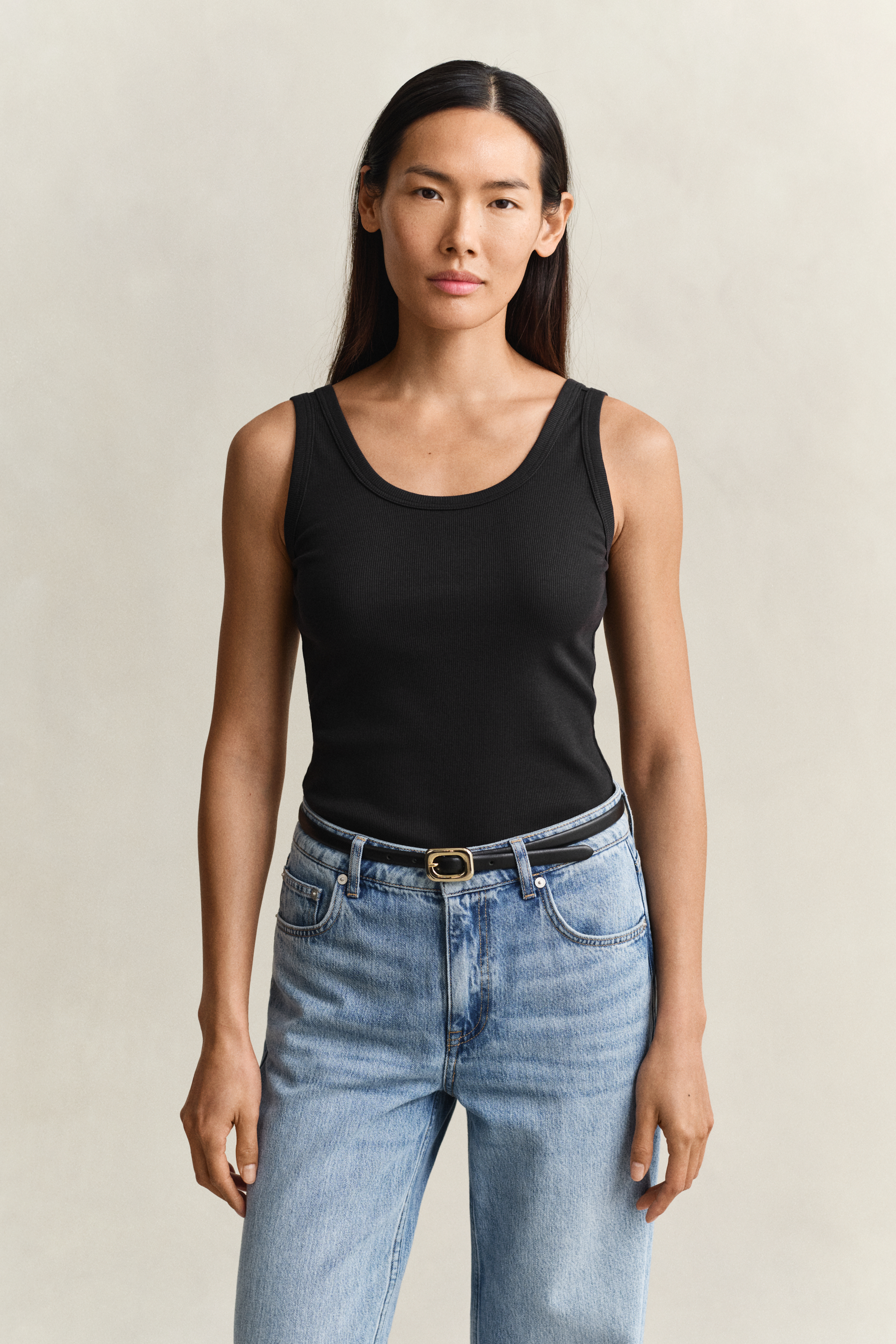 Gant Women's Black Ribbed Tank Top (M)