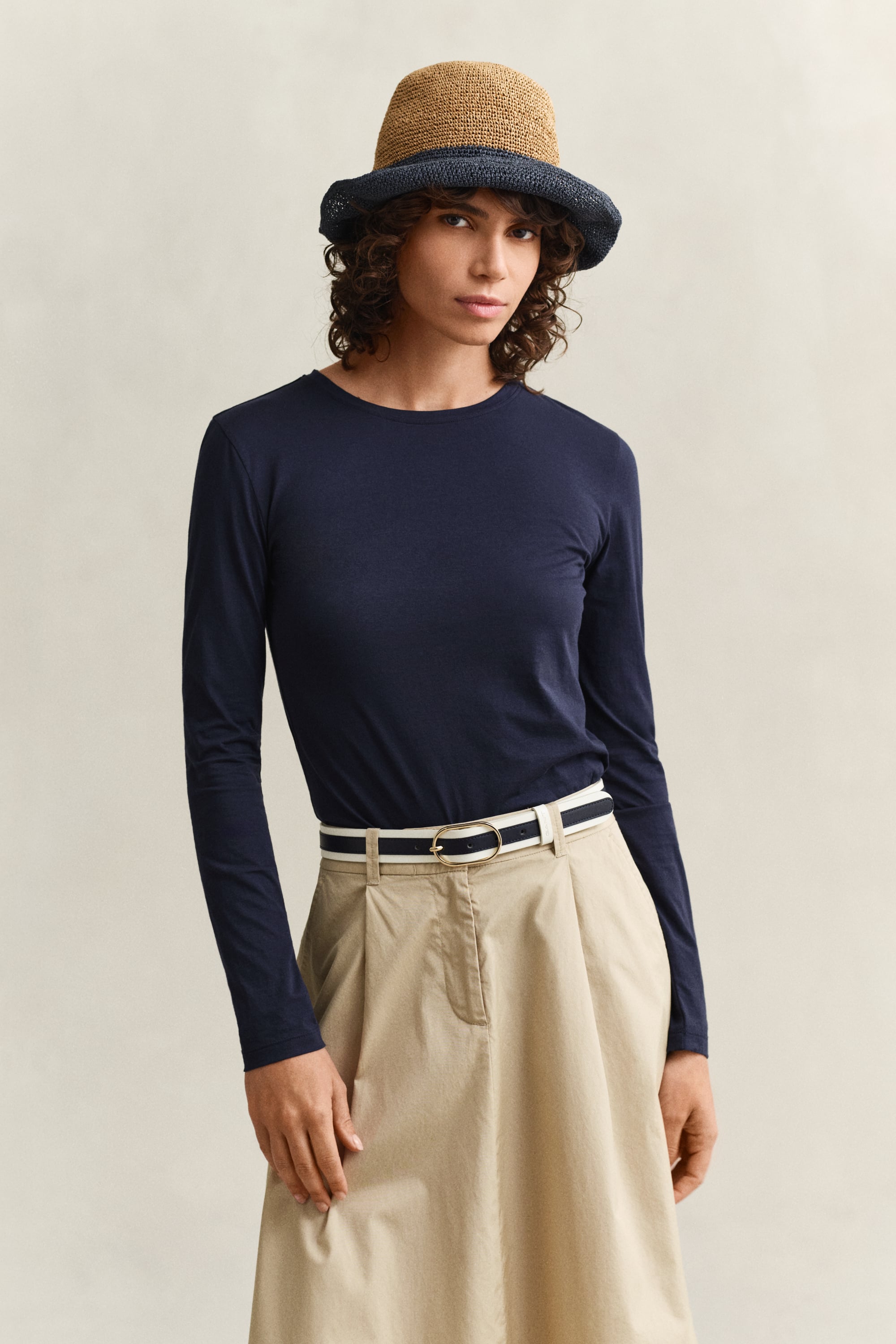 Gant Women's Navy Cotton Long Sleeve T-Shirt (L) Evening Blue