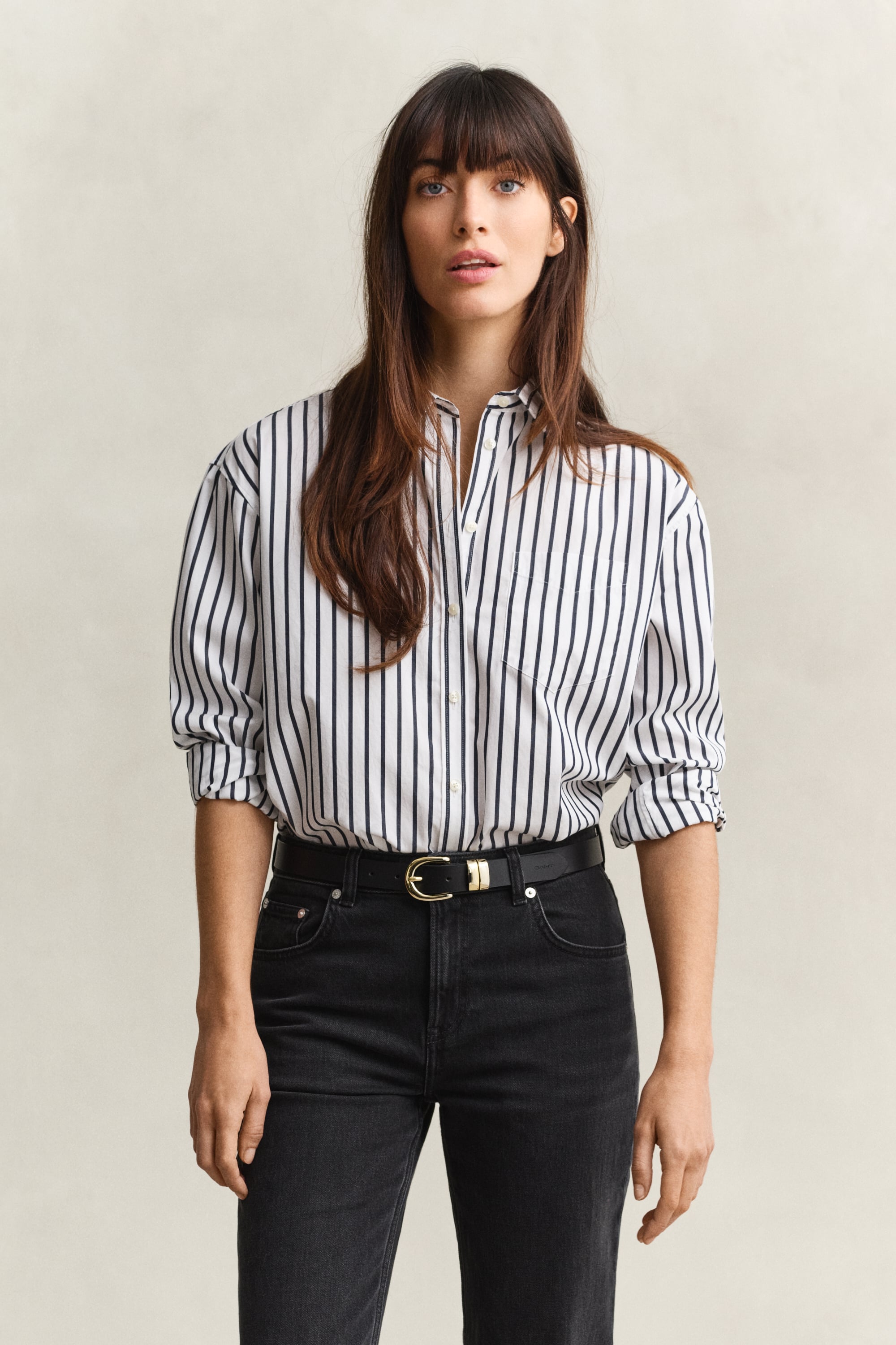 Gant Relaxed Fit Striped Classic Poplin Shirt In Blue