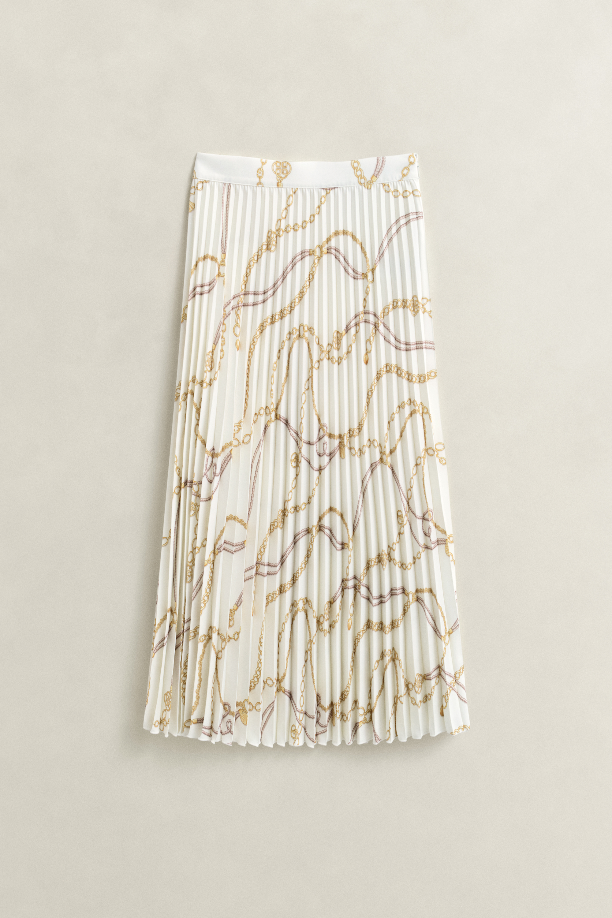 Printed Pleated Midi Skirt
