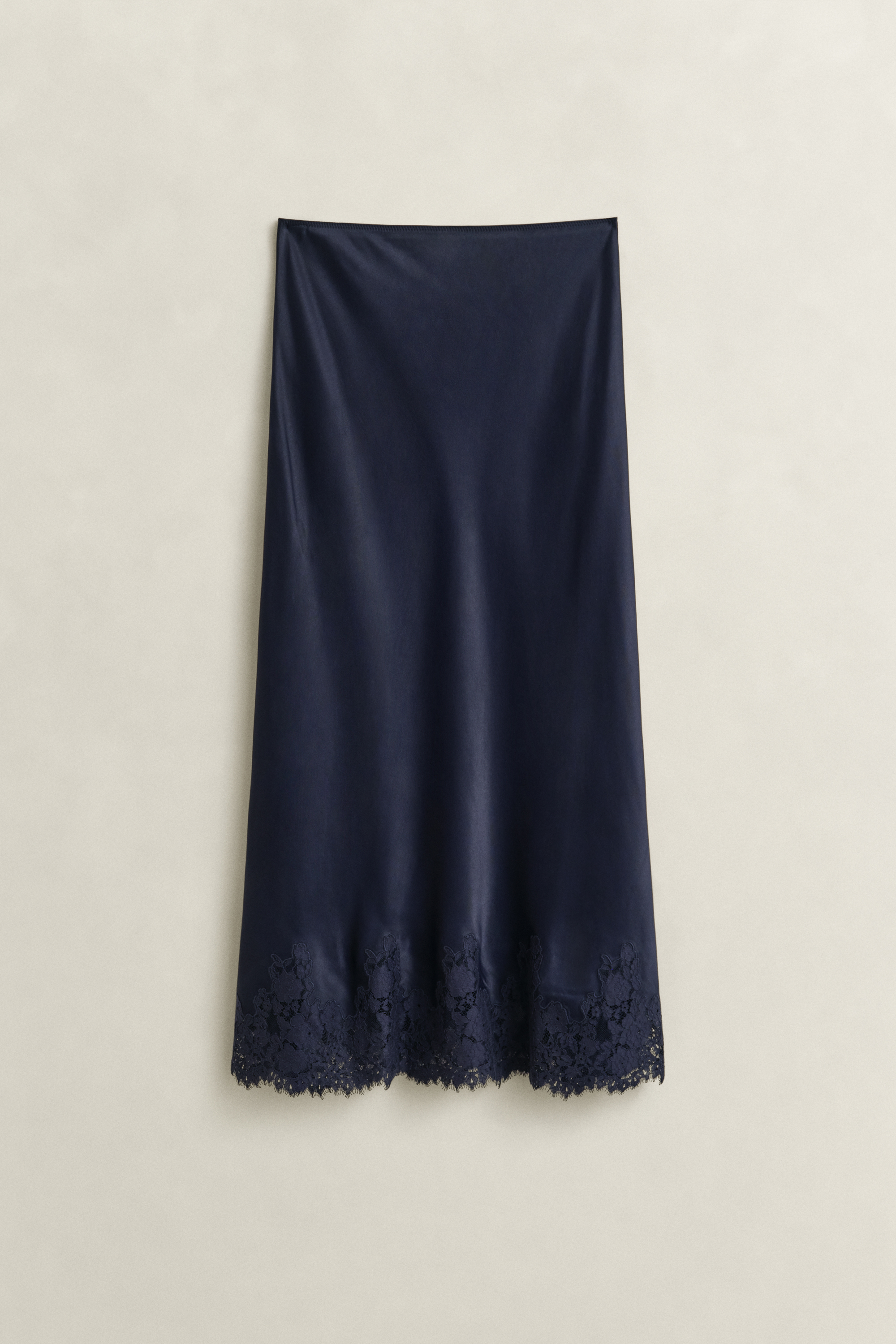 Satin Lace Midi Skirt