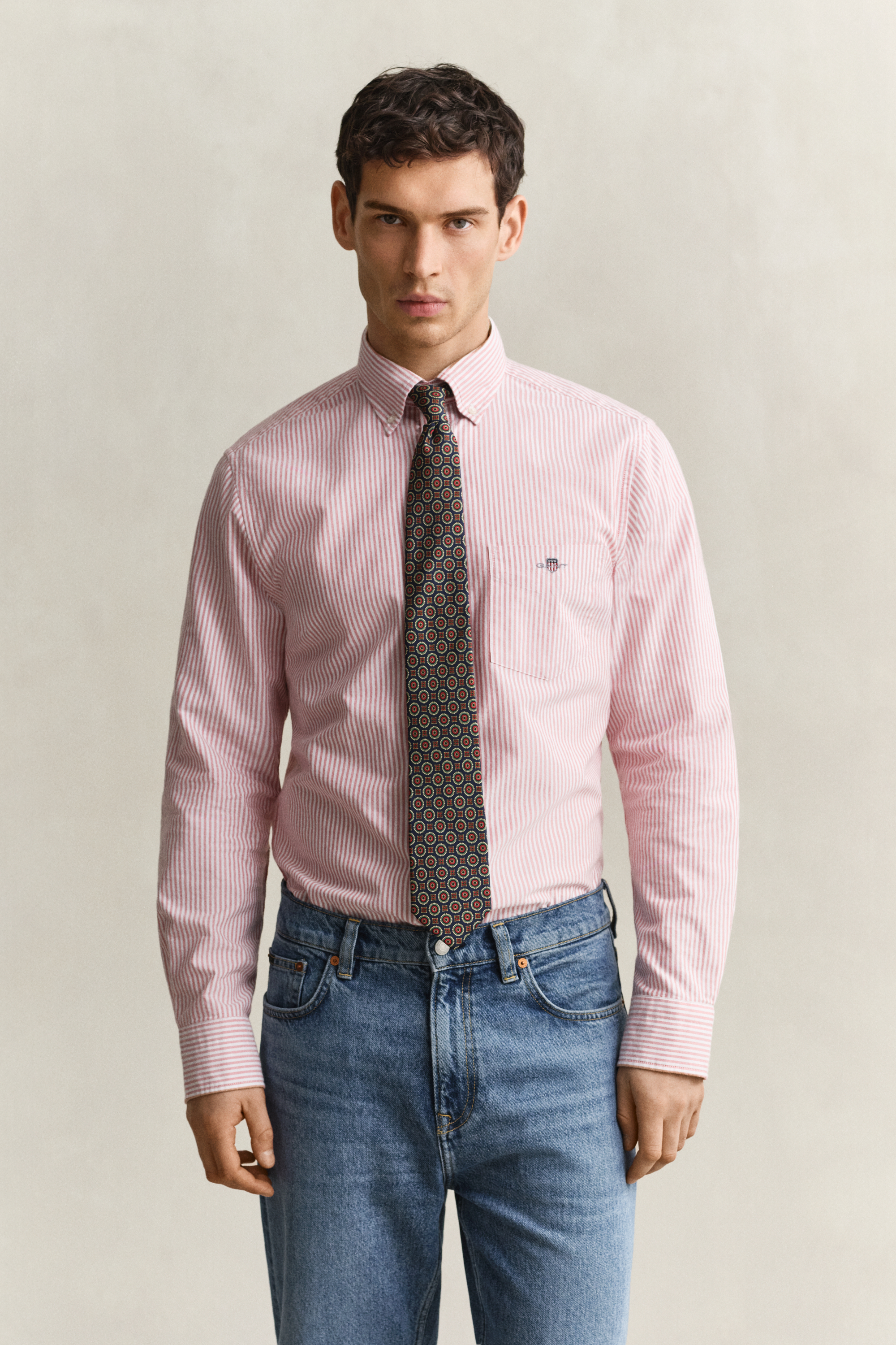 Gant Men's Maple Fire Banker Stripe Classic Oxford Shirt (Xxxl)