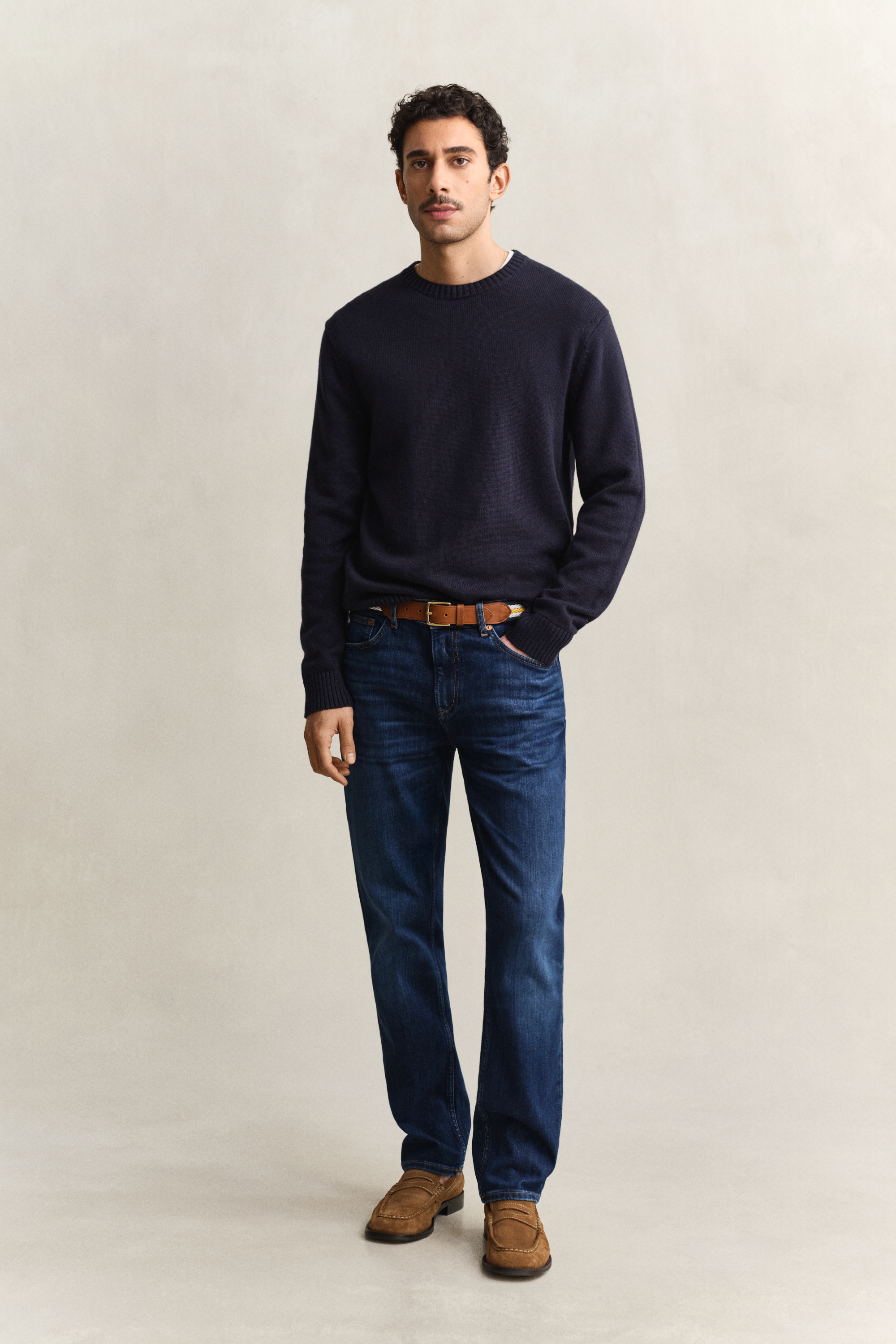 Gant Men's Blue Regular Fit Jeans (34/32) Mid Worn In