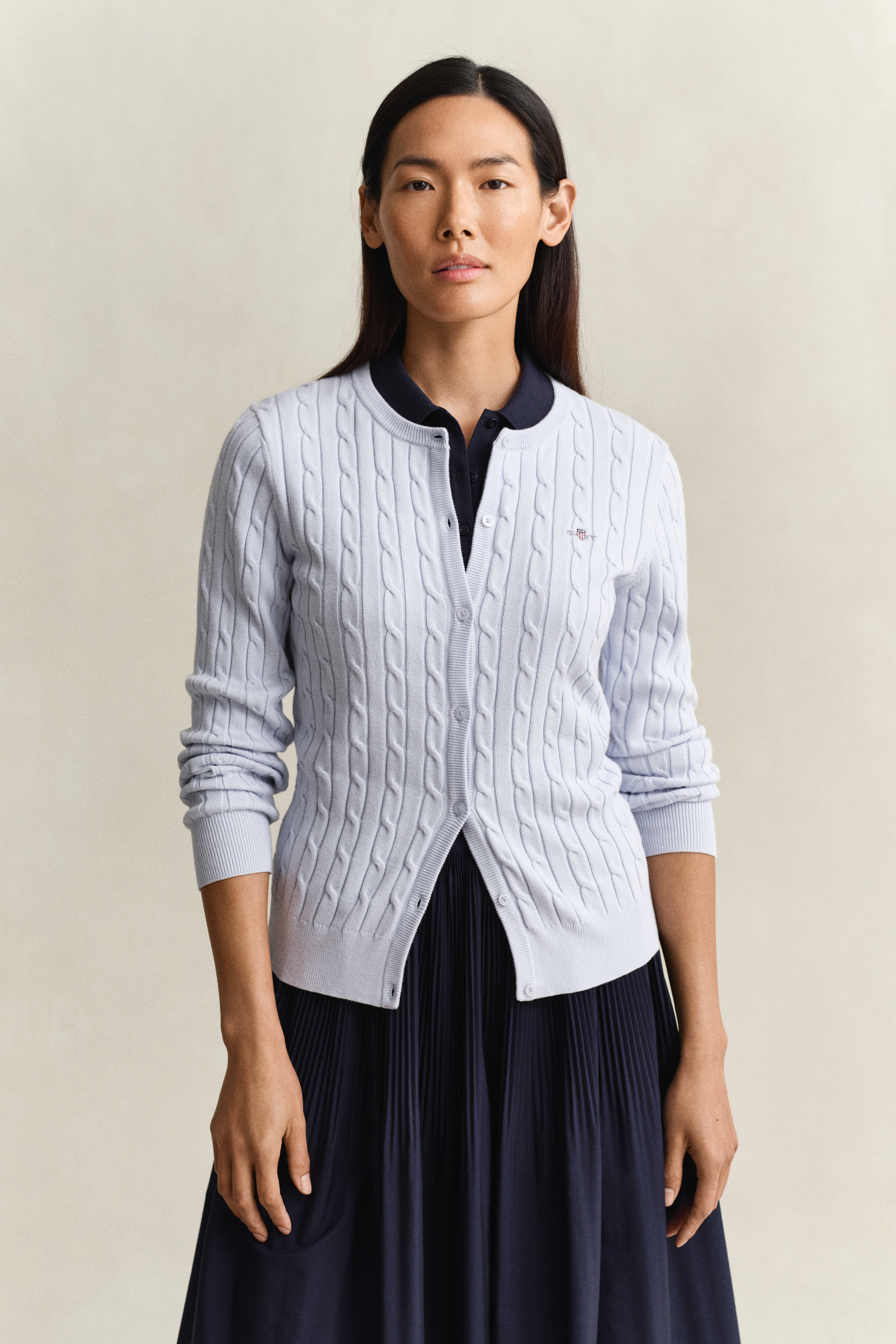 Gant Women's Light Blue Cable Knit Cardigan (Xs)