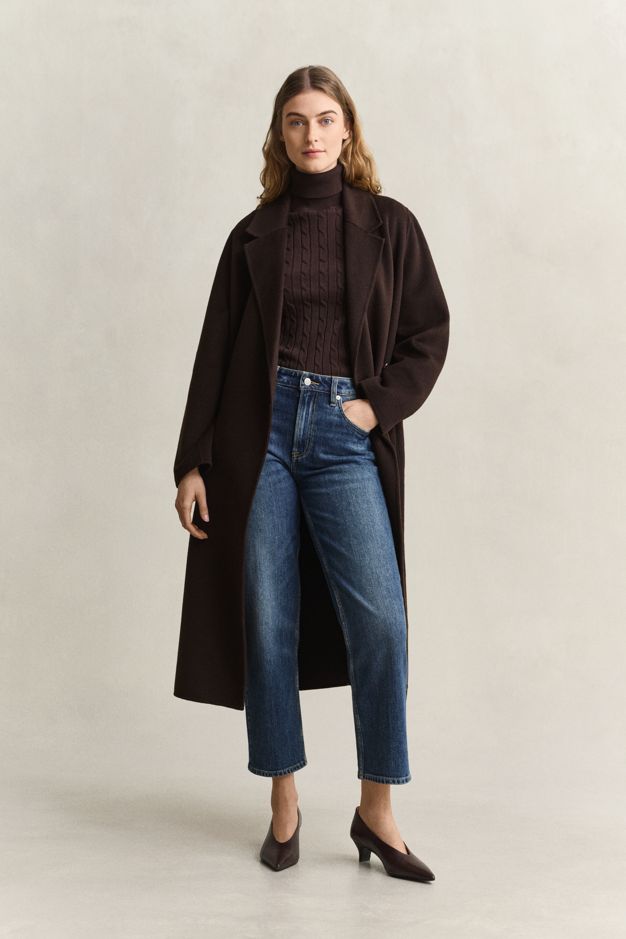 Gant Women's Brown Handstitched Belted Coat (Xs) Deep