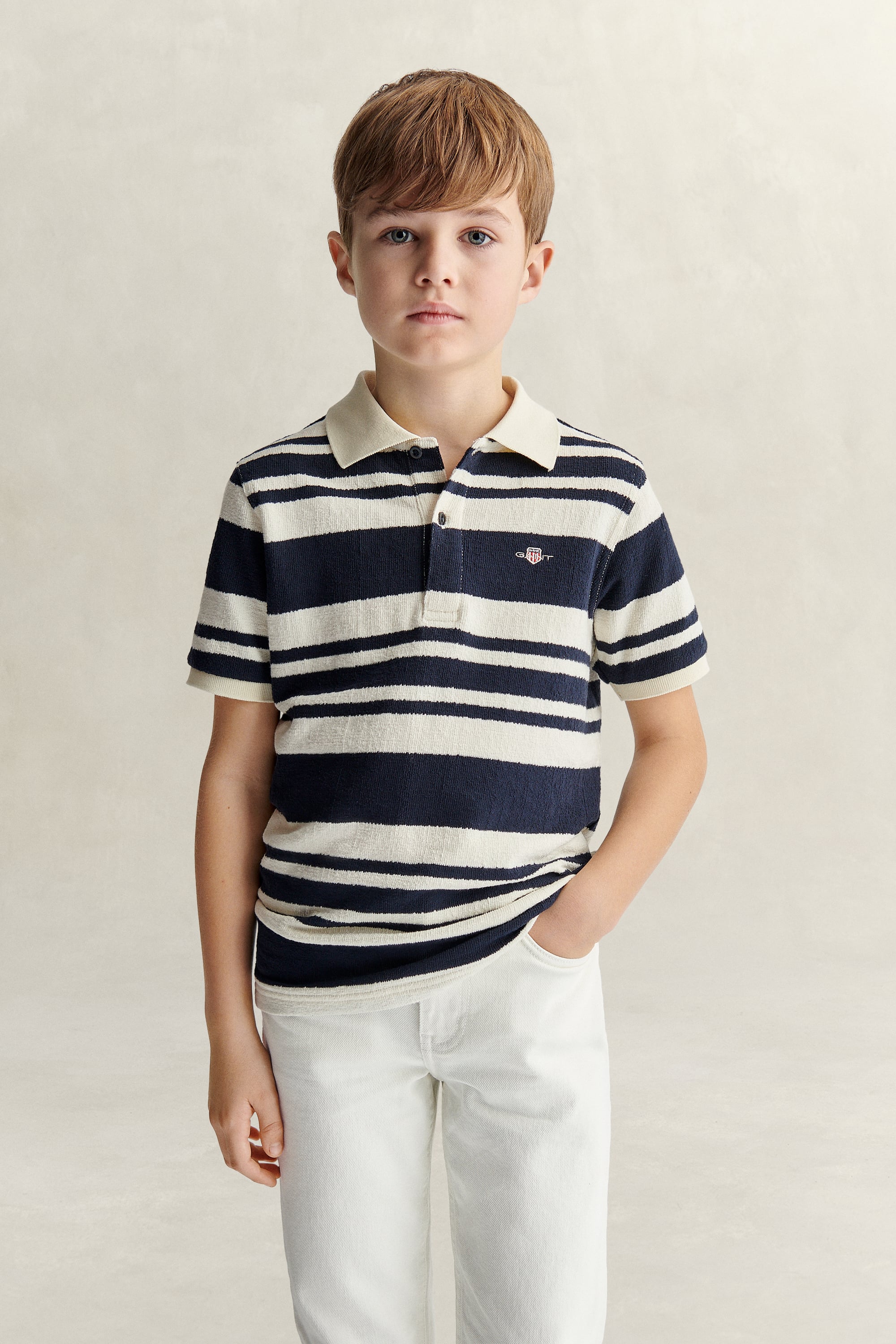 Gant Men's Navy Teens Teen Boys Striped Polo Shirt (134/140) Evening Blue